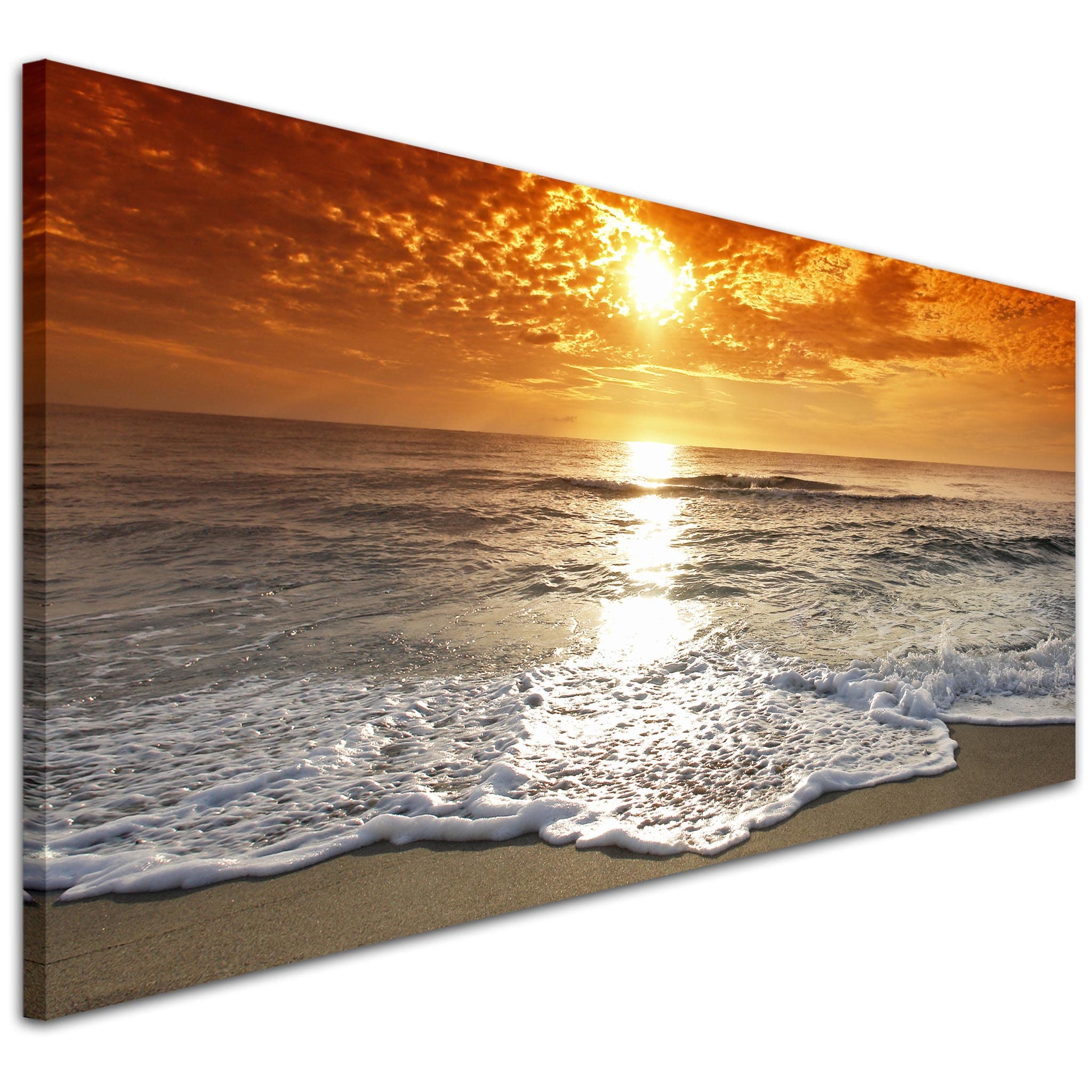 Wallfillers Tropical Beach Sunset Picture Wall Art Canvas - 1152 Small - 97x40cm