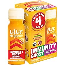 Vive Organic Immunity Boost Shots -Variety 4 Pack (2oz, 4 Count)