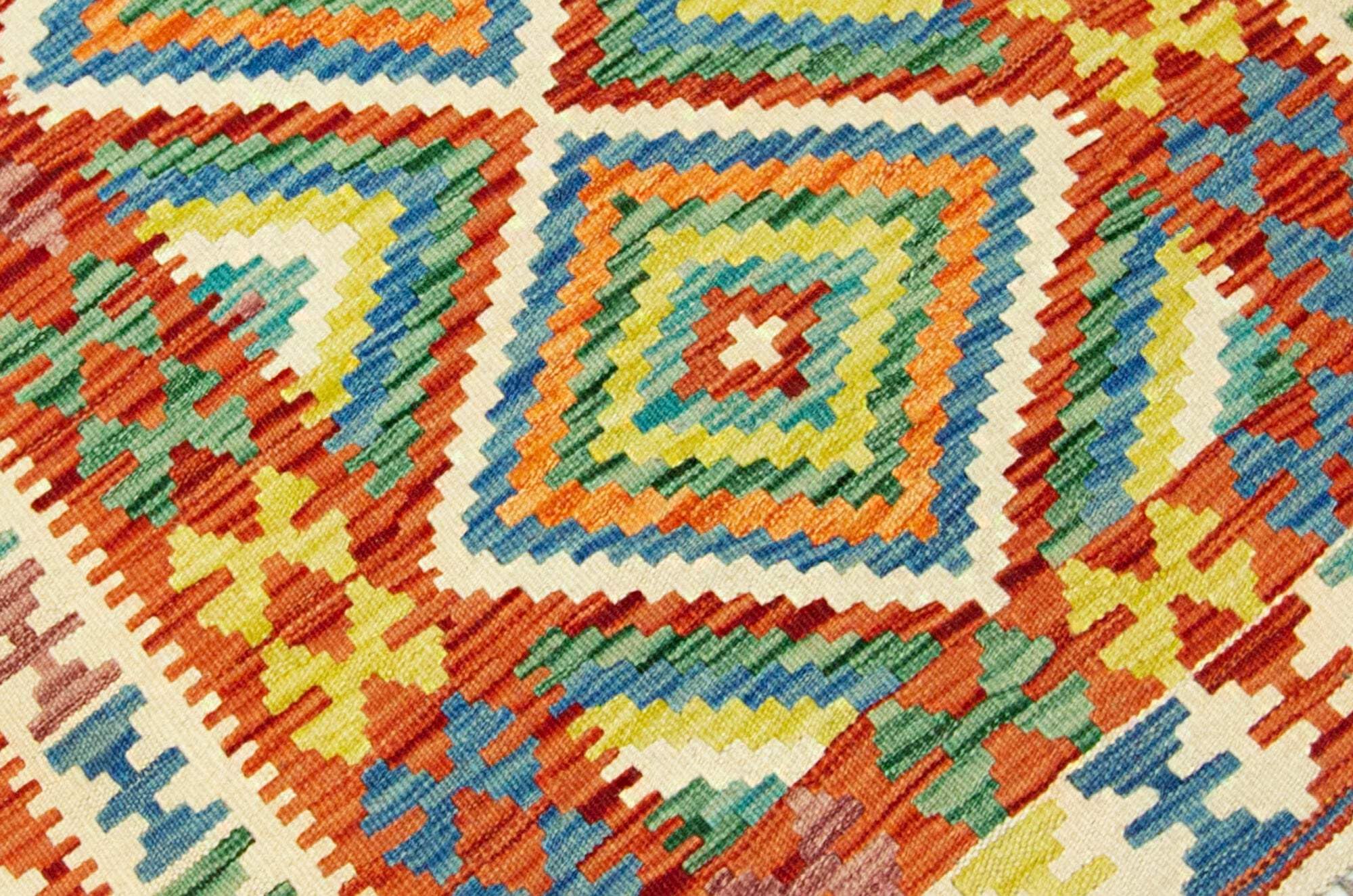 Tapis Kilim 100 % laine 149 x 100 cm, fabriqué à la main, pièce unique de style Herat Boho multicolore, tissu plat, tapis d'entrée et chambre