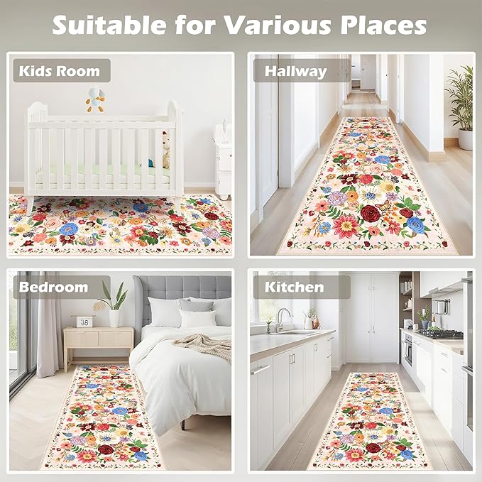 Tapete Runner 2x6 Antideslizante Lavable Beige Babovid miniatura 7