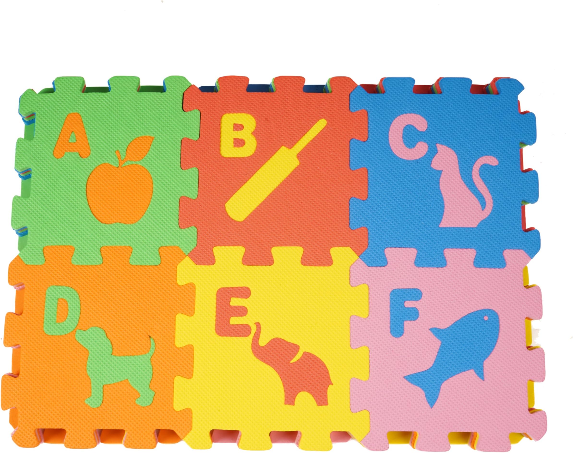 Educational Alphabet & Shape Mat - Multicolor Interlocking Tiles 12mm Thick