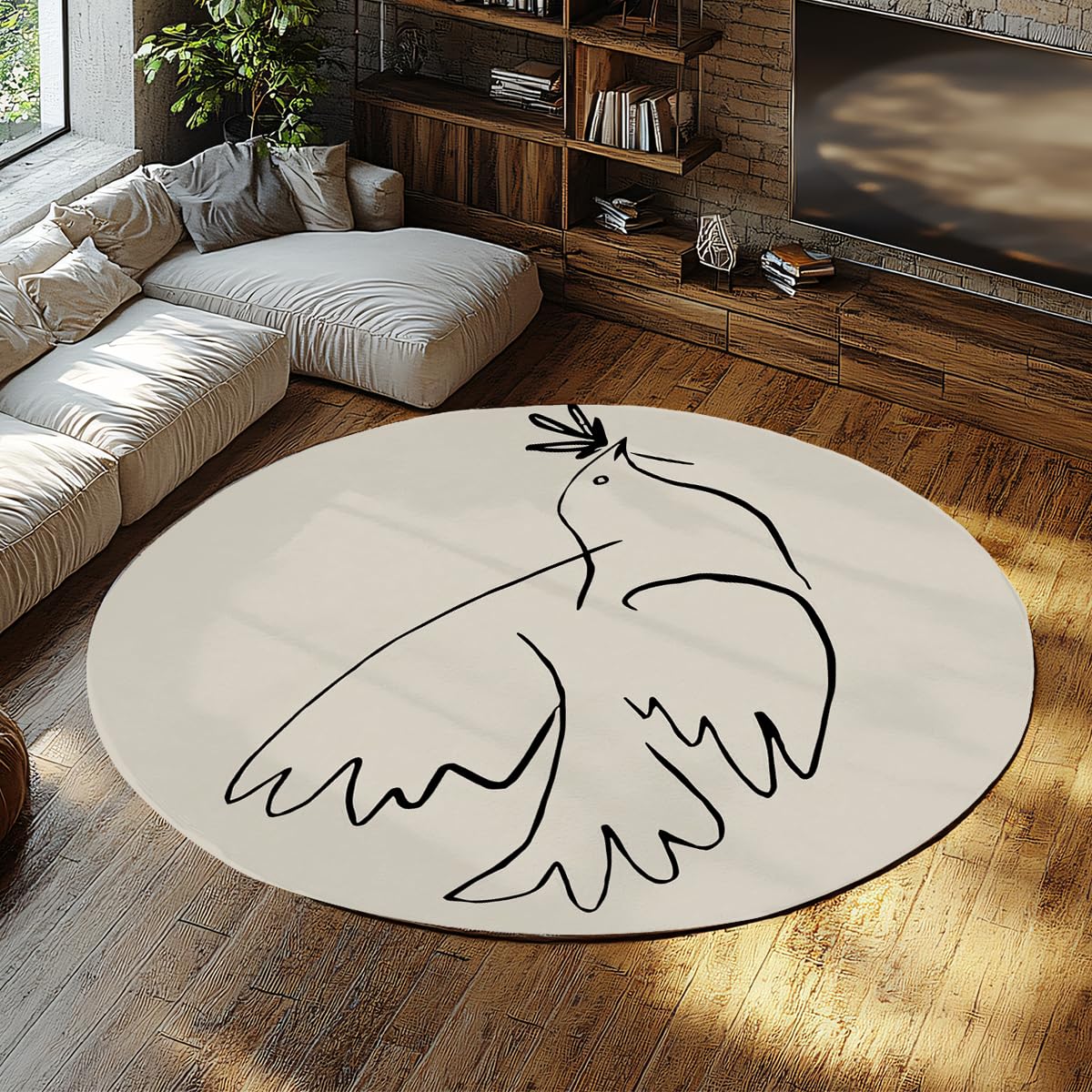 Tapis de bureau rond 160cm pour chaise roulante lavable