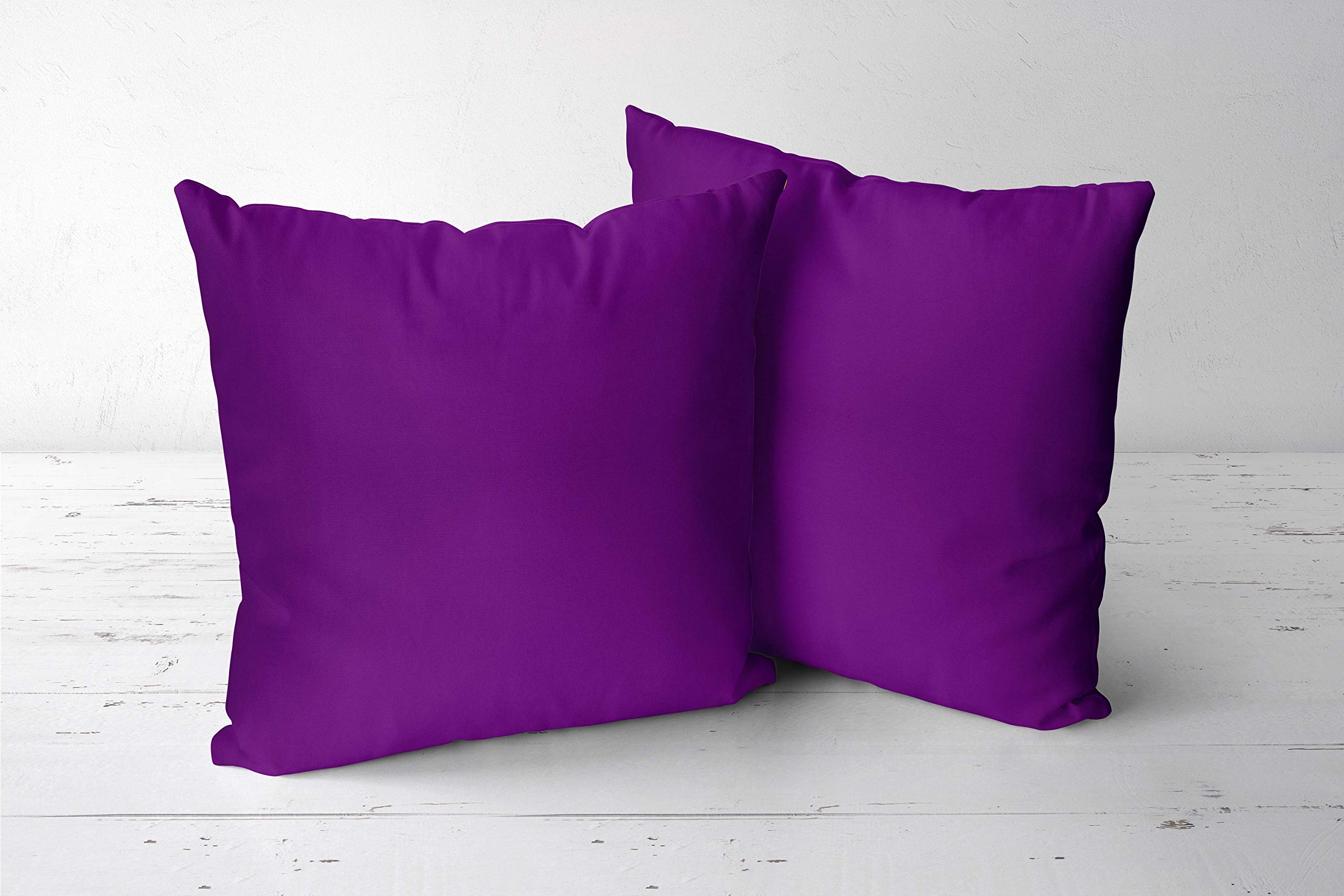 SAFFRON - Set di 2 federe per Cuscino, in Cotone Resistente, sfoderabile, Imbottitura Non Inclusa, Cotone, Viola, 32x32 inch