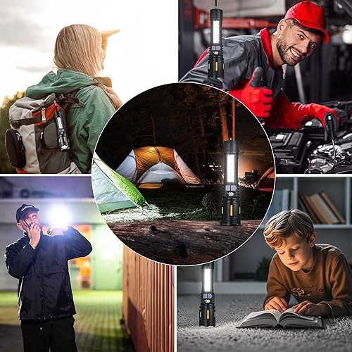 Miniatura 7 de Linternas LED recargables de alto lúmenes, linterna táctica súper brillante de 3000 lm con luz lateral de mazorca, 5 modos de luz, IPX6 impermeable,