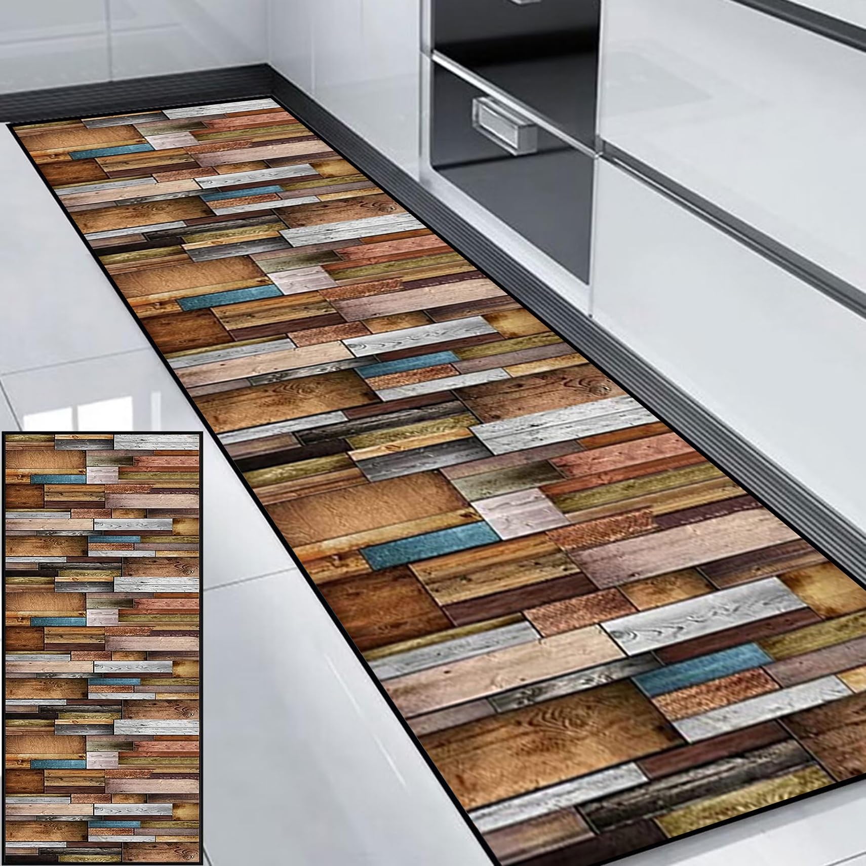 Alfombra pasillo larga de 94x250 cm antideslizante lavable y resistente para cocina
