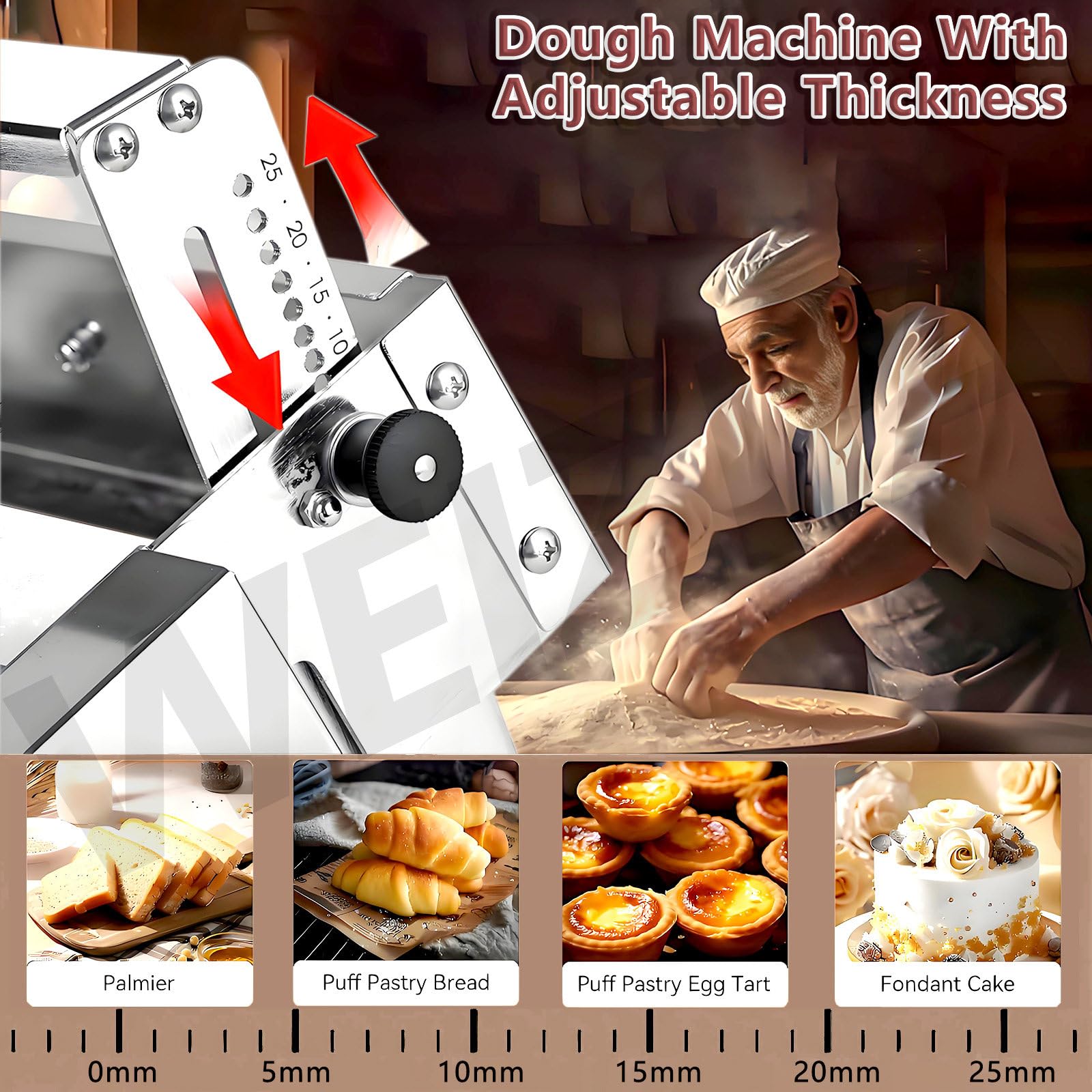Macchina stenditrice Manuale per Pasta, Macchina sfogliatrice Pieghevole per Pasta, Macchina sfogliatrice da banco, Macchina sfogliatrice Manuale per Pasta, con 55 spessori Regolabili,90x40cm