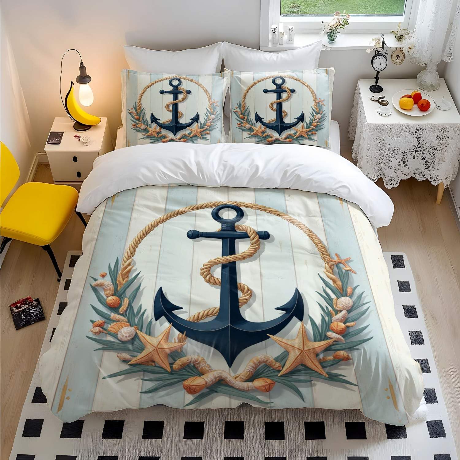 Housse de couette ancre nautique pour sublimer le lit de votre chambre d'amis