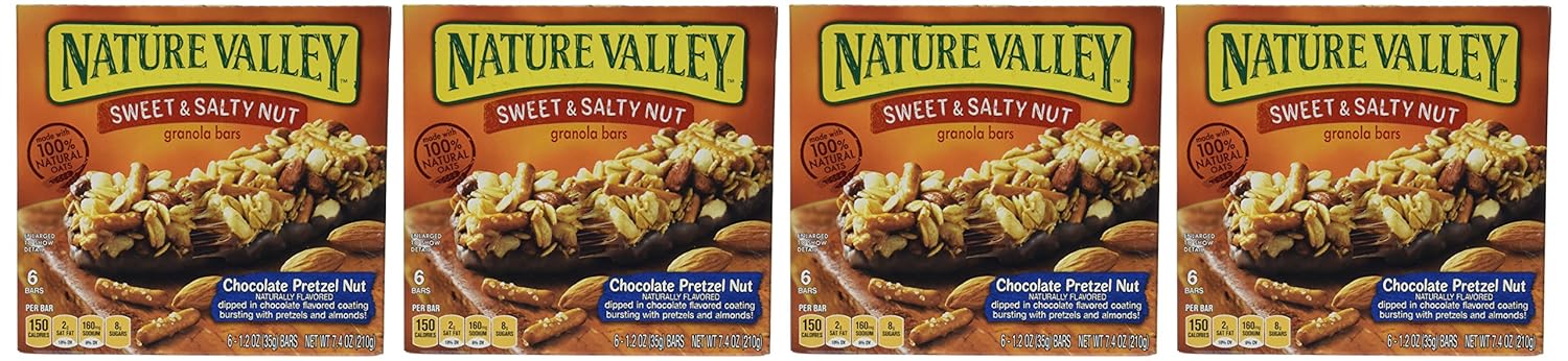 Nature Valley, Granola Bars, Sweet & Salty, Chocolate Pretzel Nut , 7.4oz Box (Pack of 4)