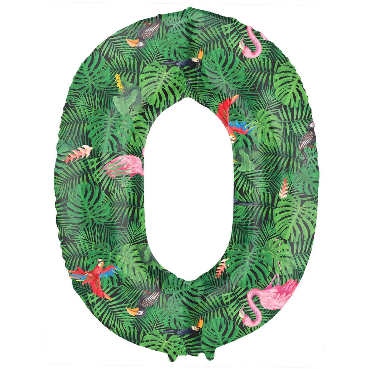 Folat 64150 Birthday Balloon Number 0 Jungle Vibe Green 86 cm Helium Decoration Birthday Decoration Balloon Number 86 cm