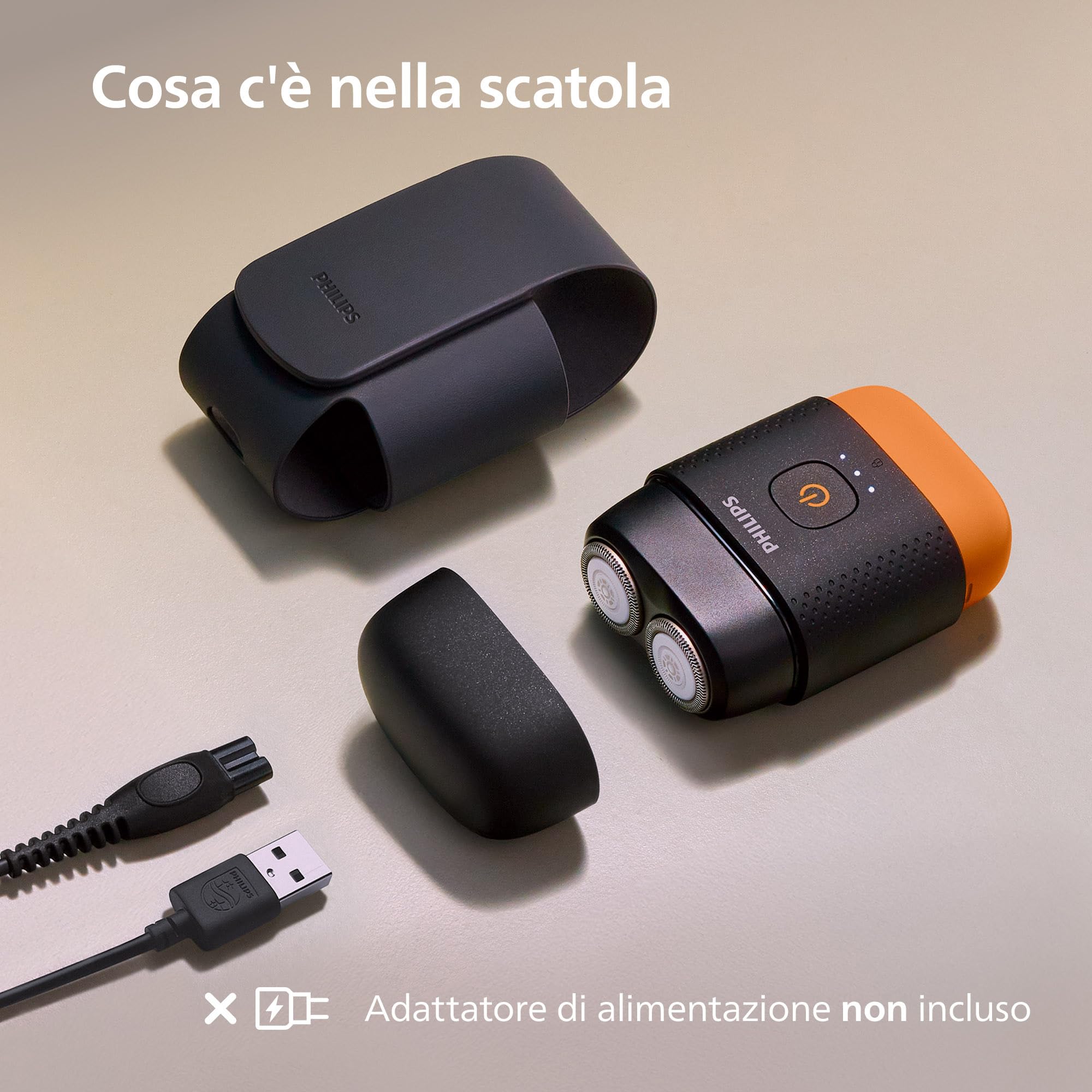 Philips Shaver Serie 500 - rasoio elettrico compatto, sistema Lift & Cut, lame SteelPrecision, testine flessibili 3D, rasatura Wet & Dry, custodia e blocco da viaggio, copritestina magnetico, S595/05