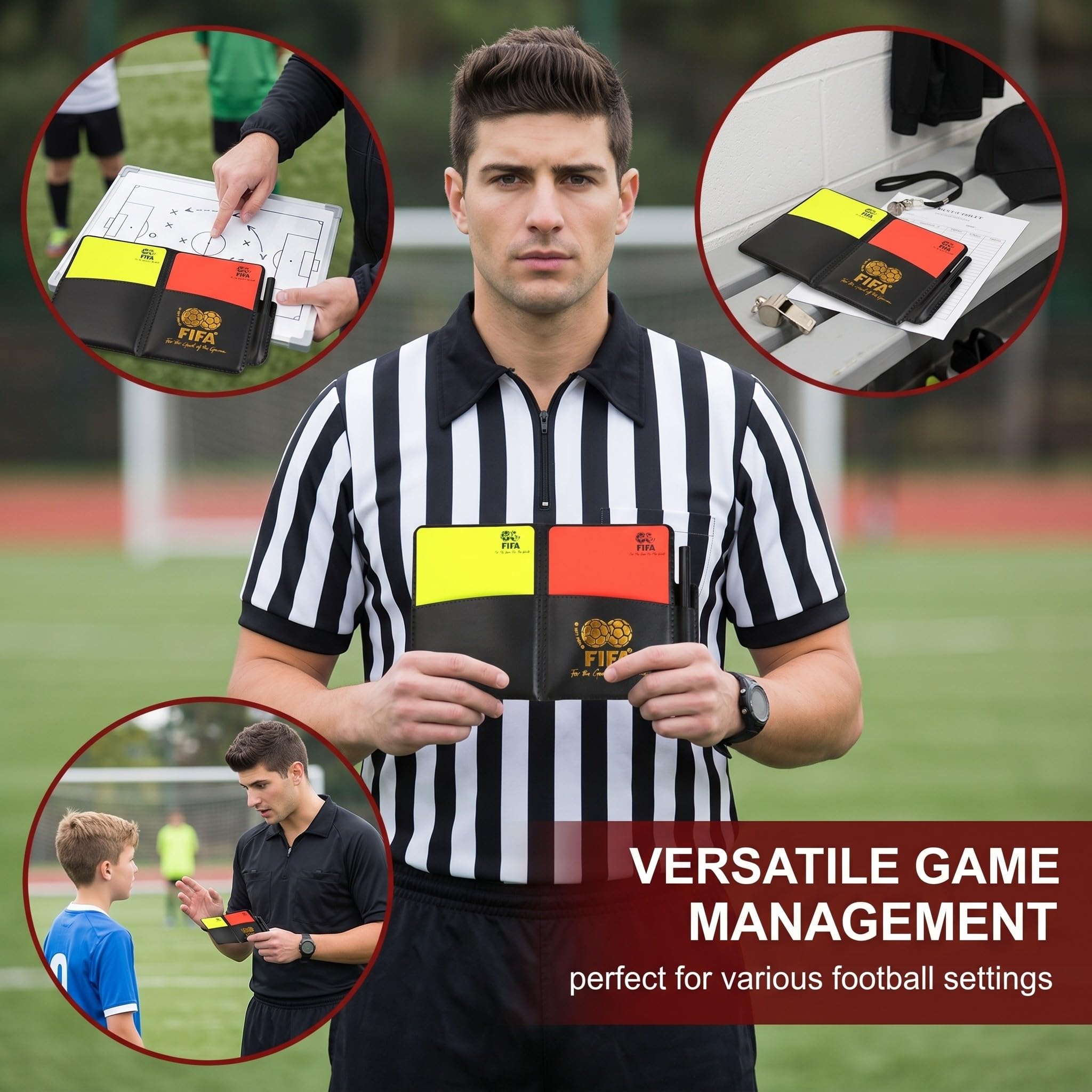 Kit de Tarjetas Árbitro Fútbol, PVC Tarjetas Amarillas y Rojas, con bolígrafo, Juego de Tarjetas de Árbitro Deportivo de Fútbol, para Partidos de Fútbol Deporte Escolar, Baloncesto