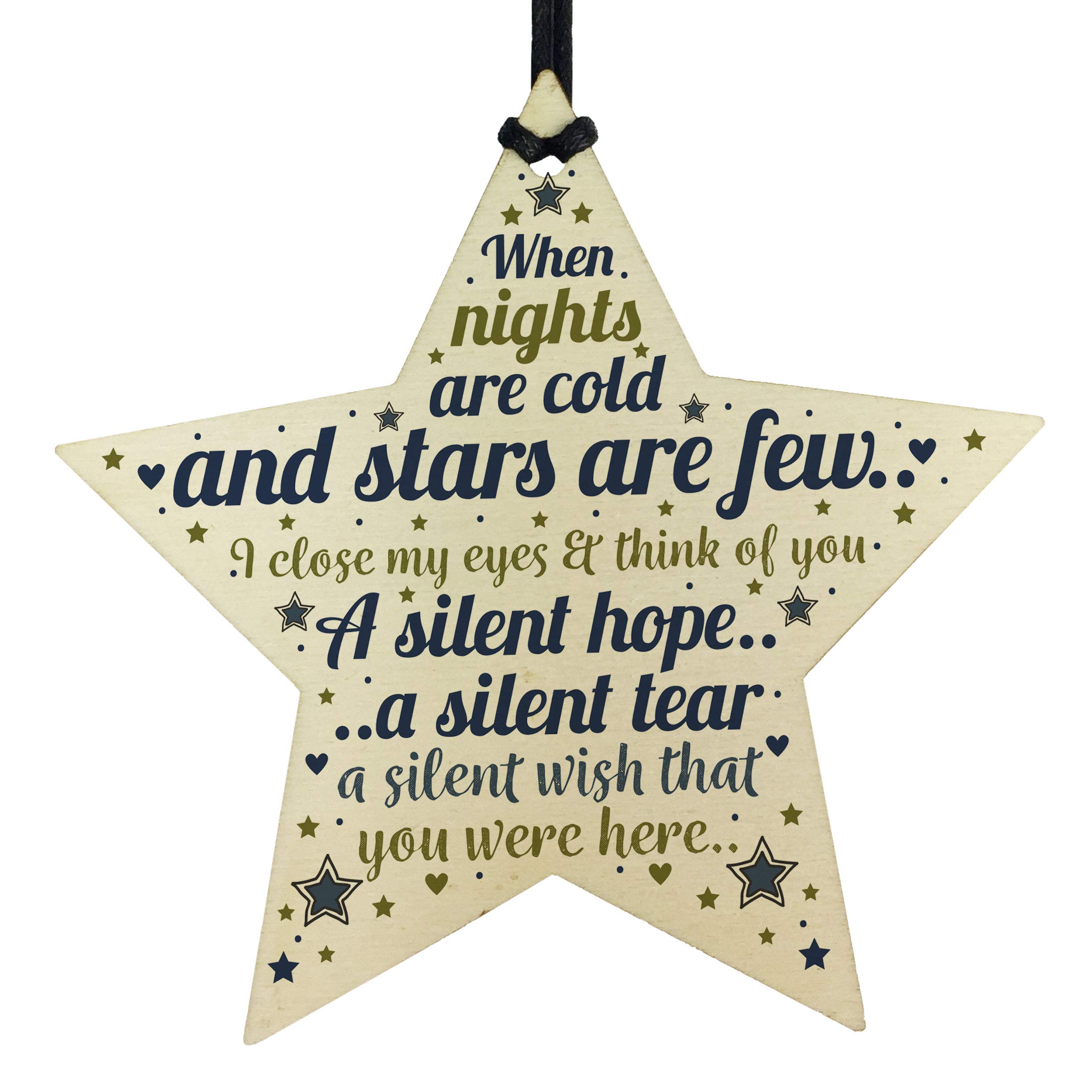 Red Ocean Blue Christmas Tree Ornament Decoration In Memory Mum Dad Nan Memorial Wooden Star Bauble Gifts
