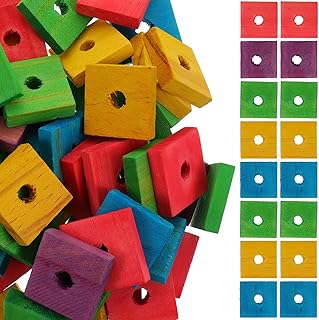 100 Pcs Parrot Wood Chip Bulk for Small Birds Parakeets Cockatiels Safe Wooden Teeth Grinding Blocks for Beak Exercise and Interactive DIY Play