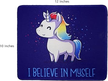 12 x 10 inches Funny Beautiful Unicorn Gaming Mouse Pad Custom Mousepad Believe in Myself mat
