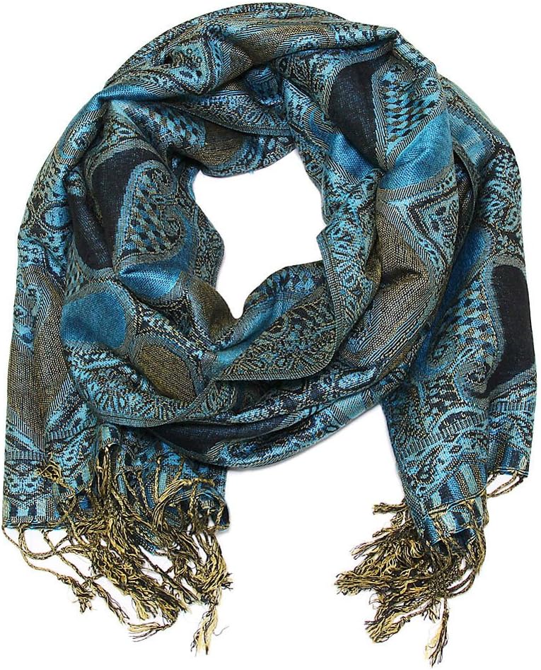 Falari Women's Woven Reversible Paisley Pashmina Shawl Wrap Scarf 80" x 27" - Image 3