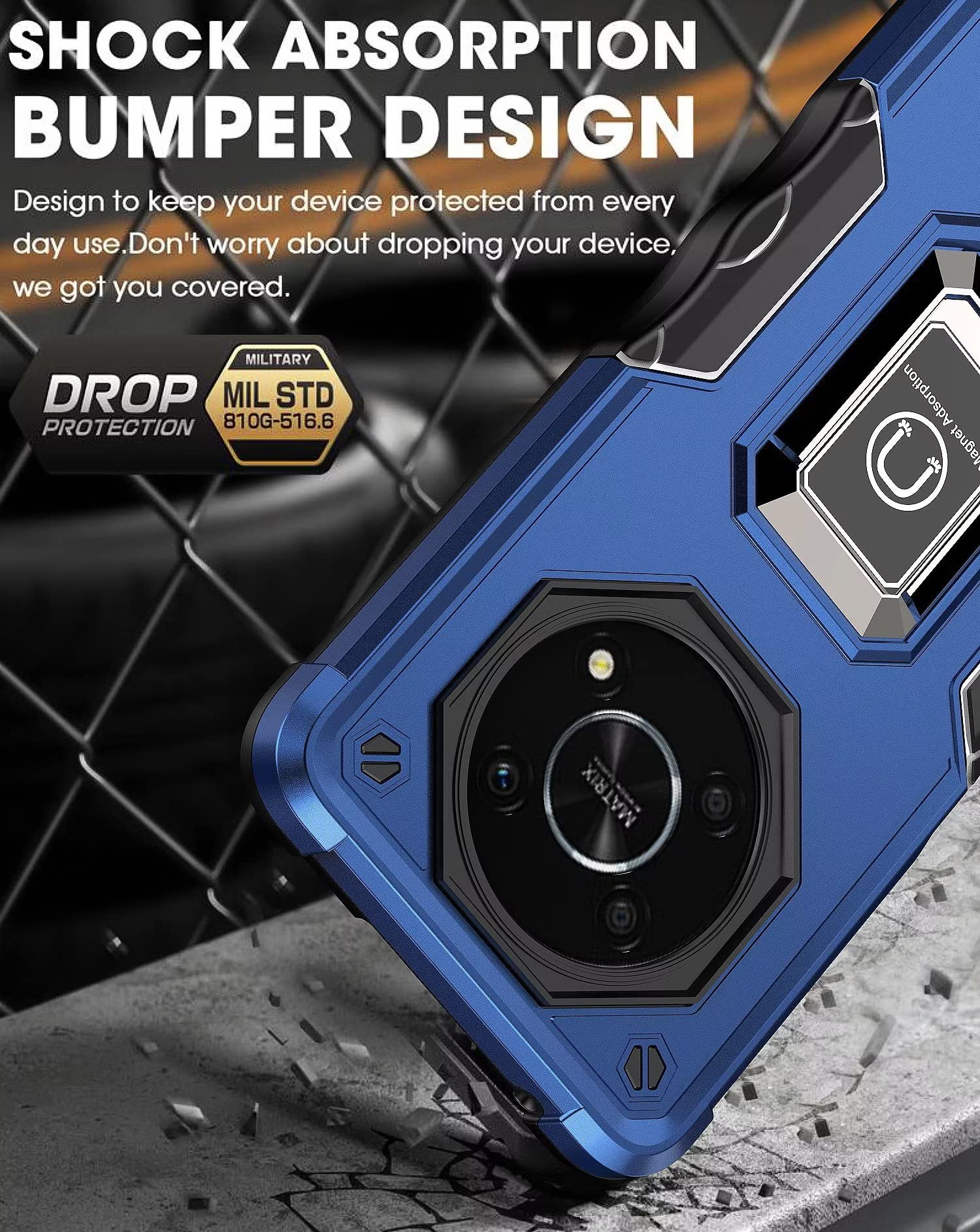 ESONG Coque pour Honor X30/Honor X9 5G/Honor Magic 4 lite Étui,TPU+PC Rigide Armure Protection Housse avec 2 Verre Trempé/Support Rotatif/Support De Voiture Magnétique,Anti-choc Case cover,Or rose