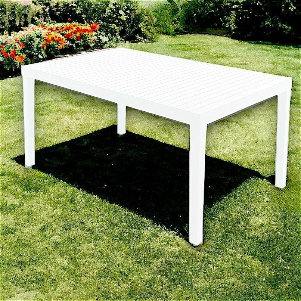 Dmora - Tavolo da esterno Maratea, Ripiano rettangolare da pranzo, Tavolo da giardino multiuso, 100% Made in Italy, 150x90h72 Cm, Bianco