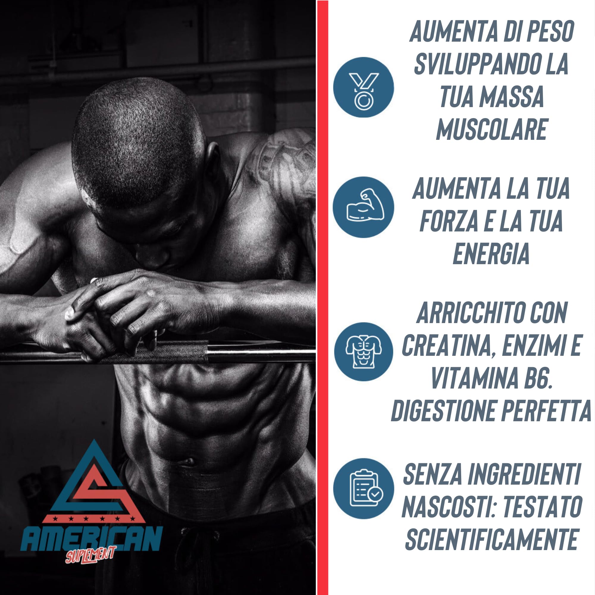 Mass Gainer 2kg | Ricco di Carboidrati e Proteine | Aiuta ad Aumentare di Peso e Massa Muscolare | Con Creatina (2 kg (Paquete de 1), Vaniglia)