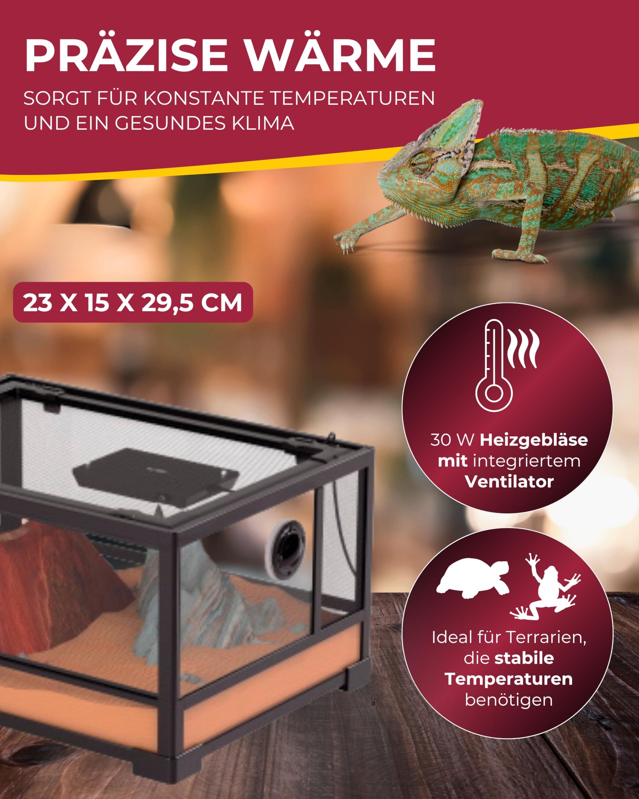 Hobby Heat Up Fan 30 W I Terrarium Heizlüfter I Gleichmäßige Wärme & Luftzirkulation für Reptilien I Energieeffiziente Terrarien Heizung mit Ventilator I Sicheres Wärmesystem für gesunde Tiere
