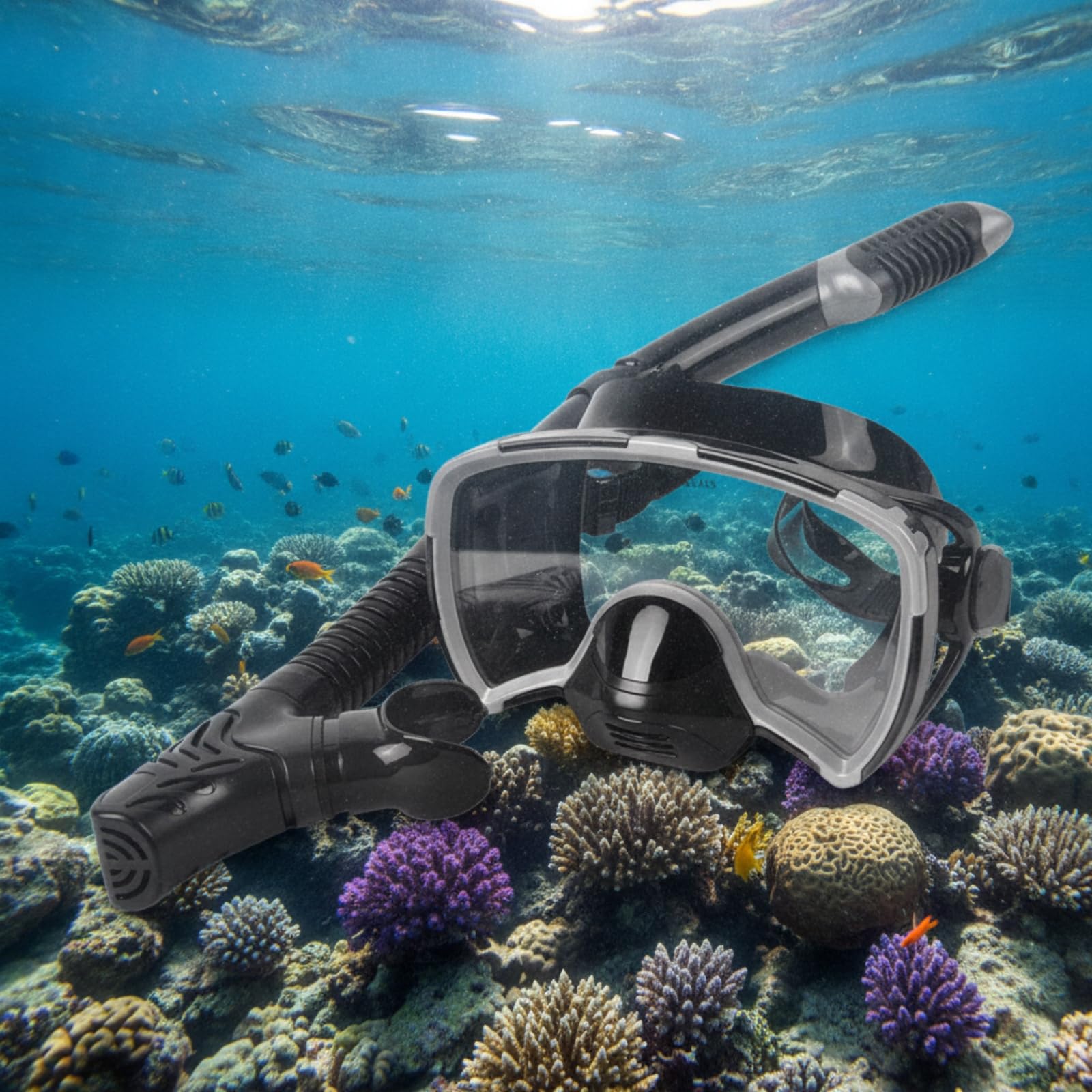 Amagogo Maschera Subacquea con Snorkel Set Maschera Snorkeling Boccaglio Lente in Vetro Temperato Cornice Robusta Cinturino Regolabile Fibbia Facile Rilascio