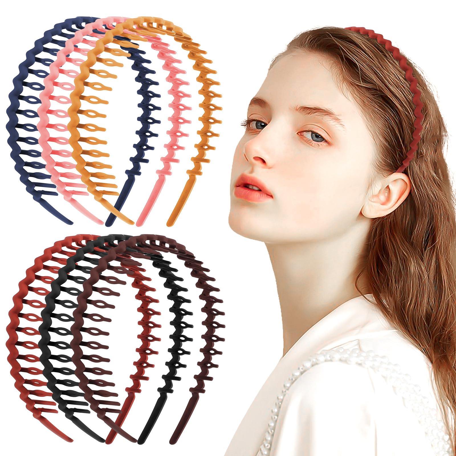 8Pcs No Slip Plastic Headbands Teeth Skinny Hair Myanmar
