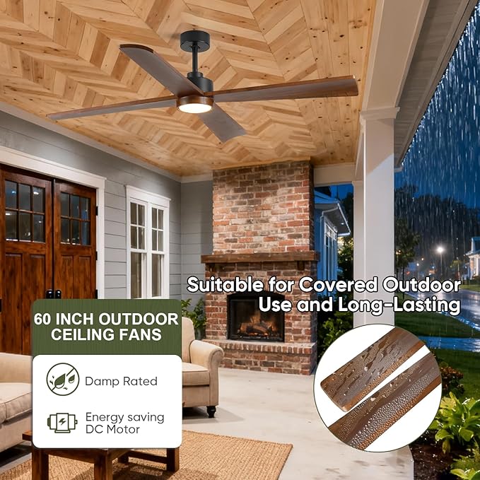 Ventilador de Techo 60 Pulgadas Con Luz Exterior 110V miniatura 3