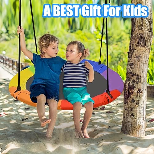 Miniatura 7 de Juego de columpio para árbol de 40 pulgadas, capacidad de peso de 700 libras, columpio volador con correas para colgar para patio trasero, patio