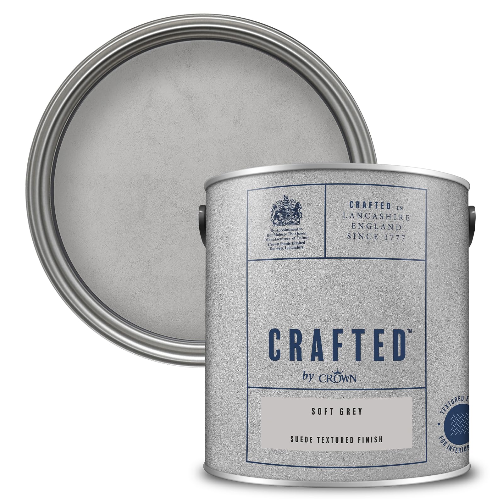 Crown Soft Grey Crafted Suede Paint For Walls & Ceilings 2.5L