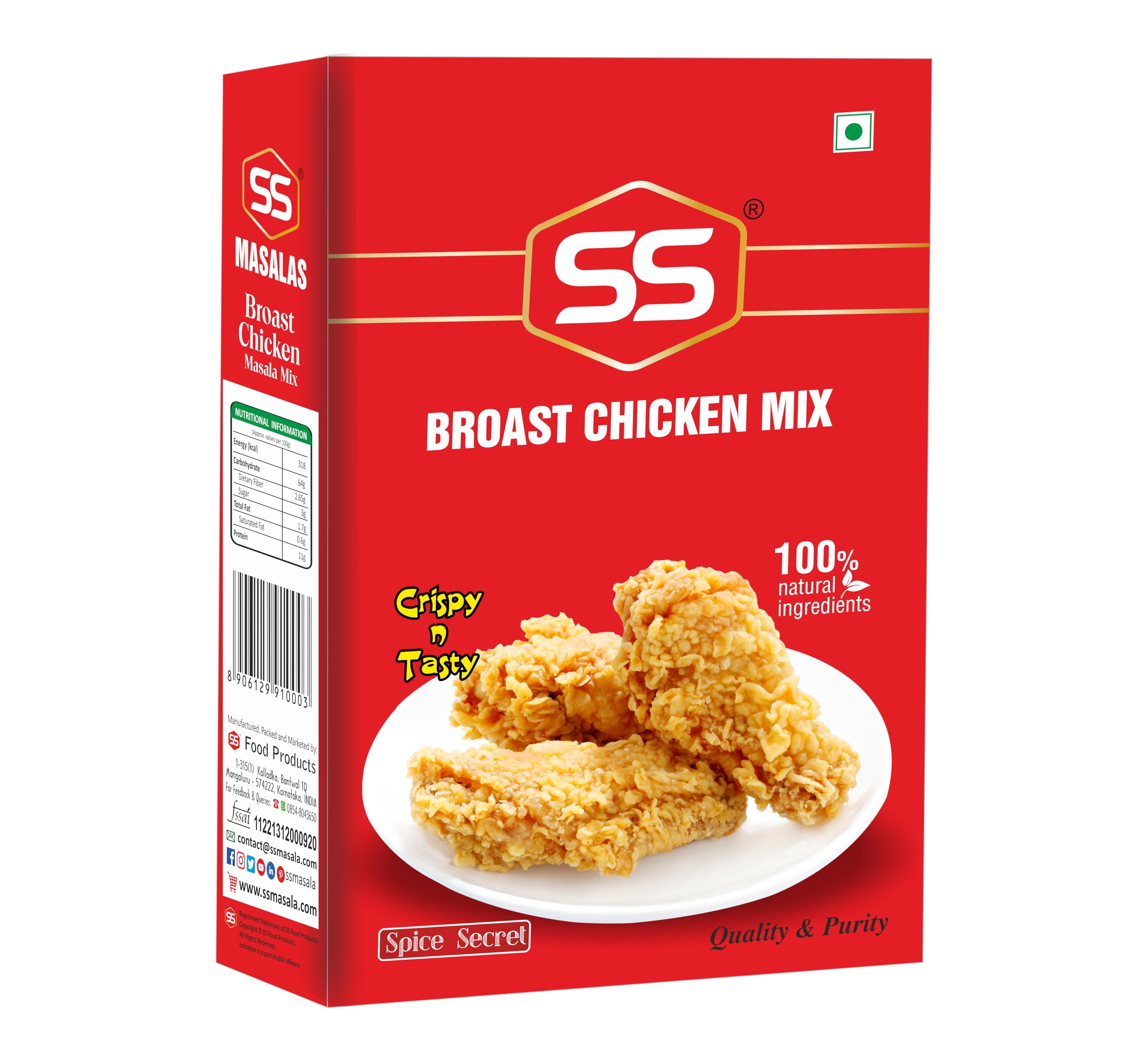SS MASALAS Broast Chicken Mix 500g | Ready-to-Use Seasoned Coating Masala for Crispy & Crunchy Fried | Perfect for Broasted Chicken, Nuggets & Fried Snacks