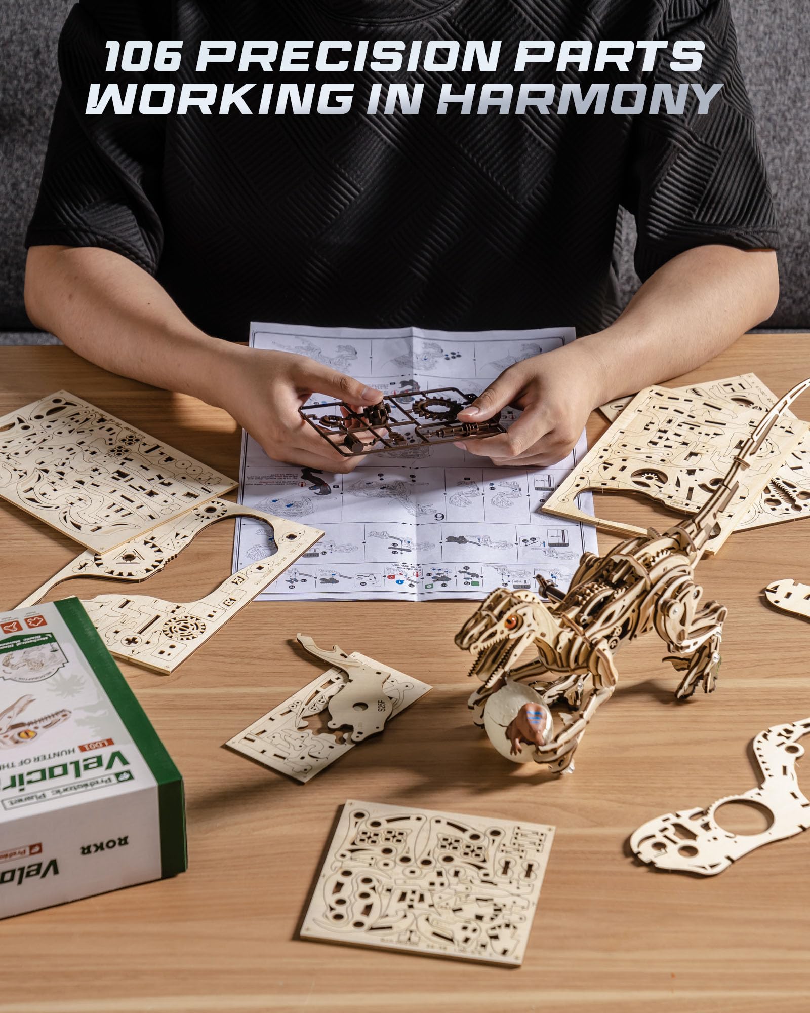ROKR Puzzle 3D Madera Dinosaurio Juguetes Maquetas para Construir Montar Adultos Regalos para Hombres LD01