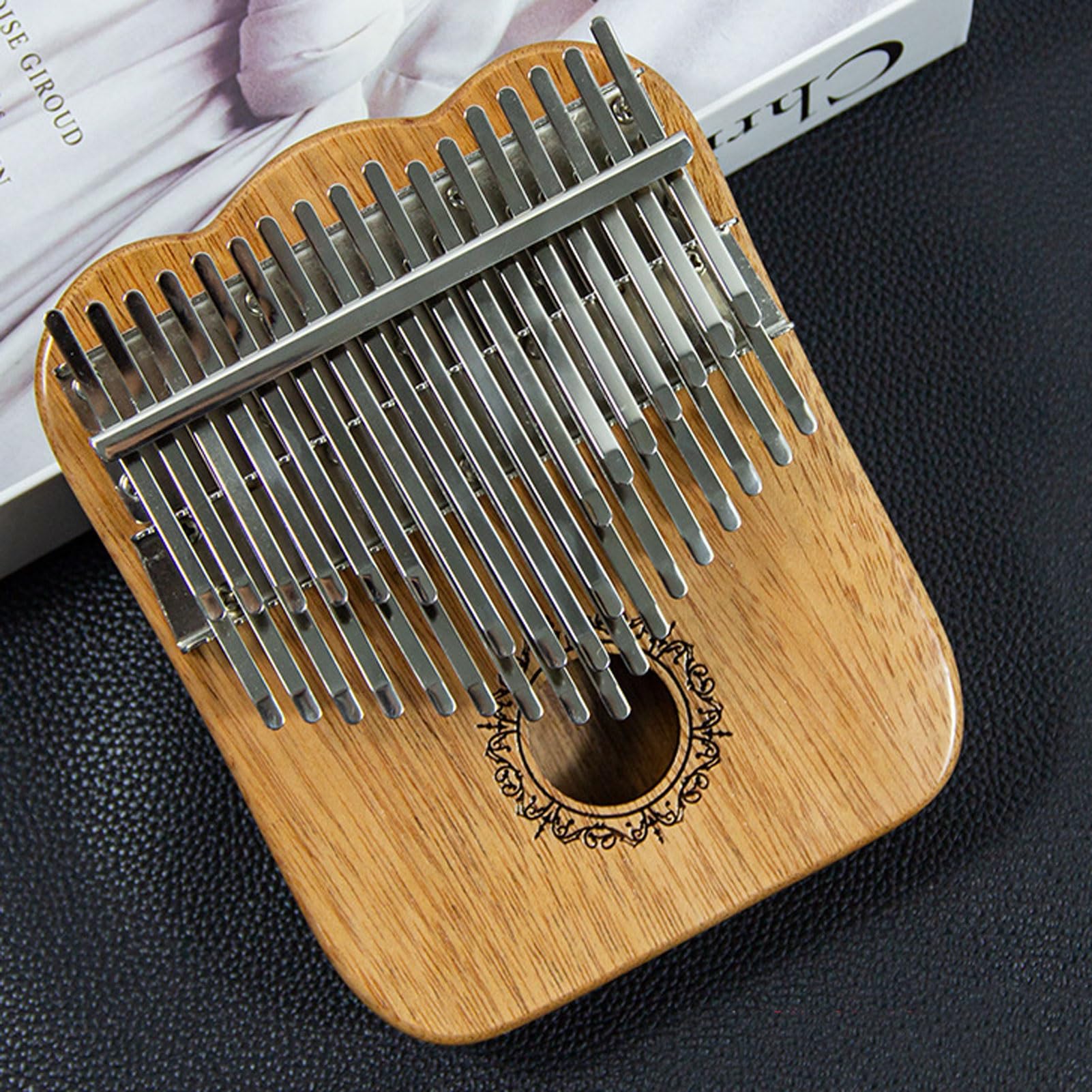 Dorośli Kalimba 34 Klawisze Drewno Wygodny Uchwyt Palec Fortepian dla Muzycznego Oświecenia Pianino na Kciuk z Młoteczkami do Strojenia, Naklejki Skali(Brown B)