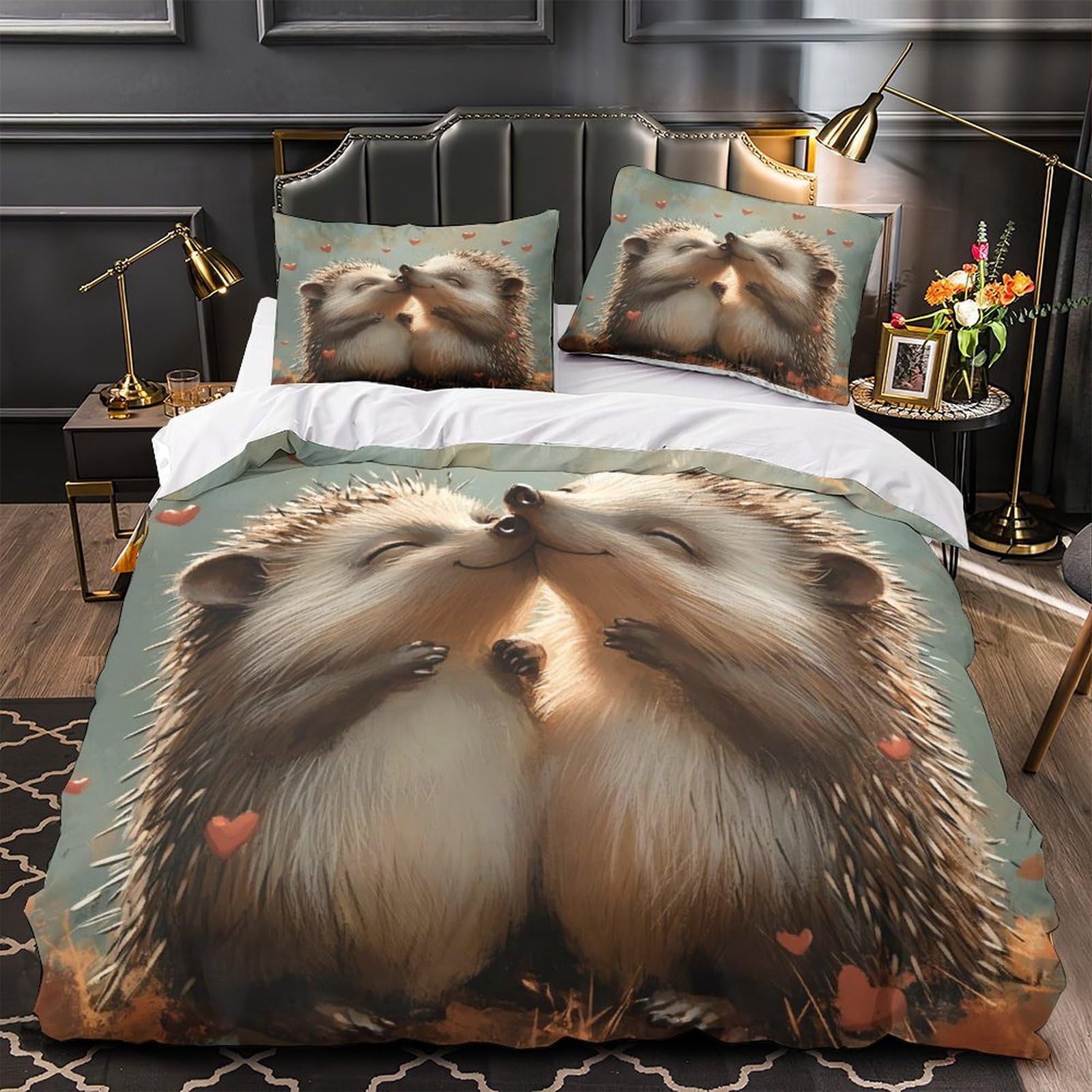 Housse de couette hérisson 140x200 single en microfribre