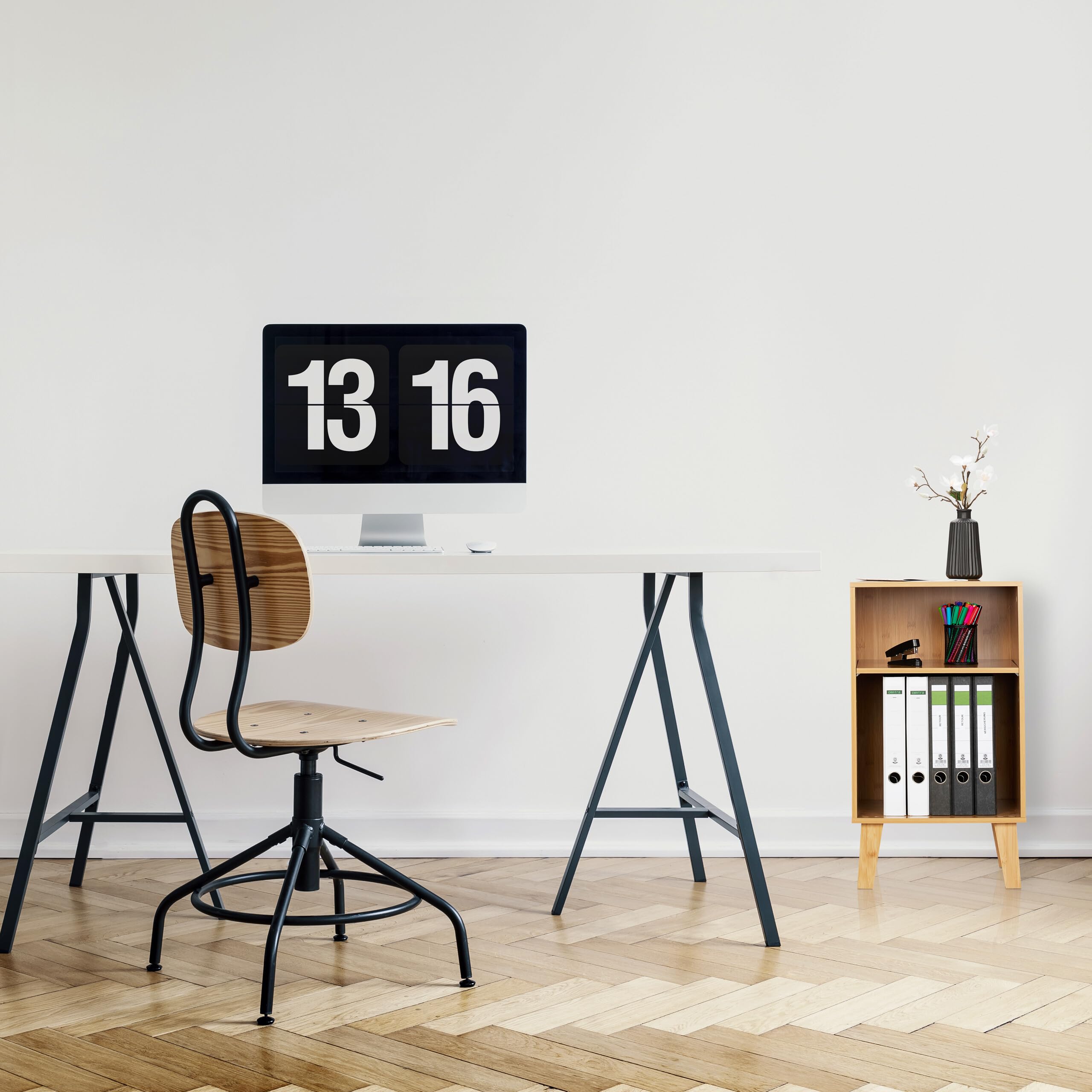 Relaxdays Scaffale Libreria, Mobiletto da Terra a Giorno con 2 Scomparti, Ripiano Regolabile, 70 x 40 x 35 cm, Marrone