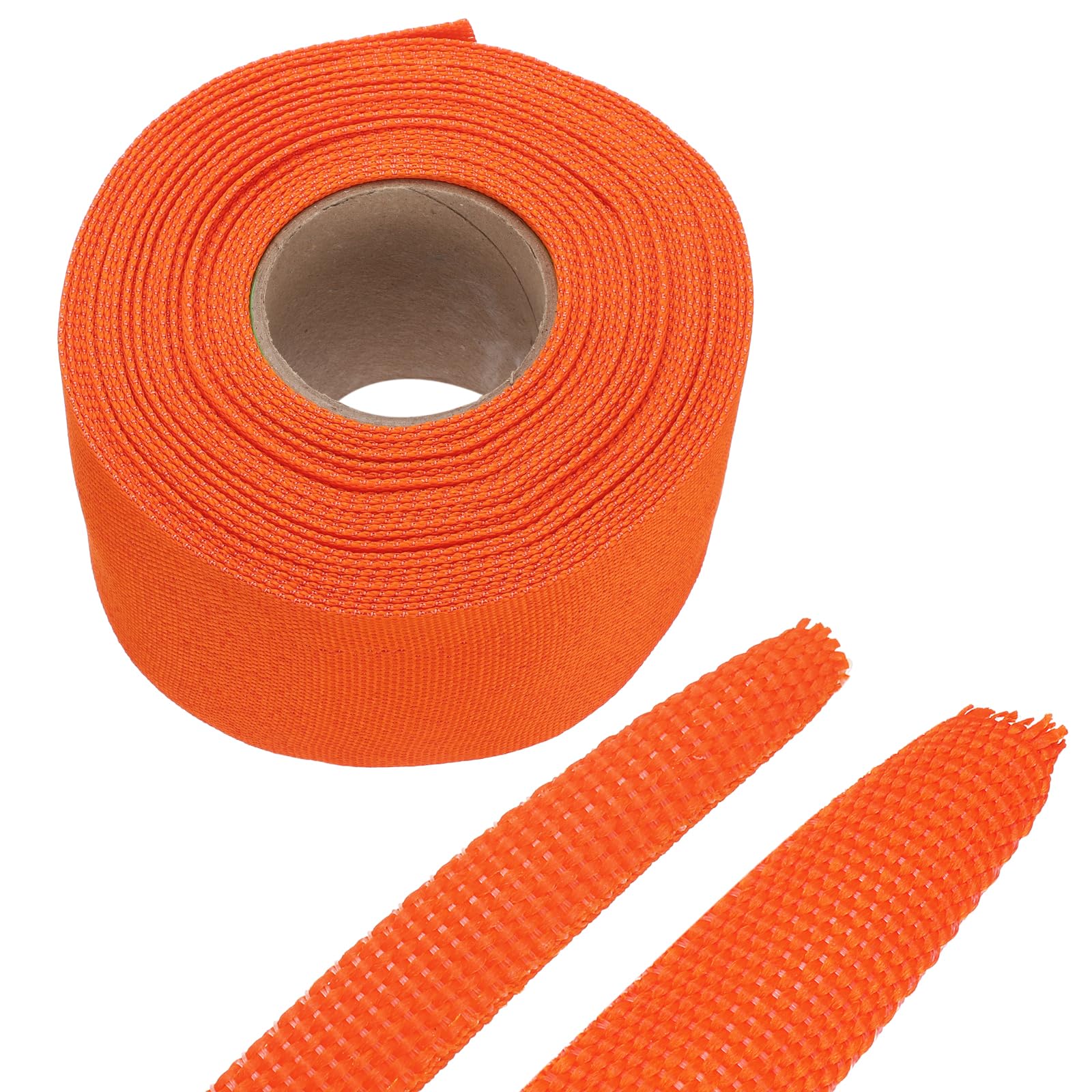 sourcing map 12m Braided Cable Sleeves Heat Shrinkable Fabric Sleeving,PET Expandable 2" 40ft Orange 2:1 Ratio Heat Shrinkable Cord Protector for Harness Network Cable Protection