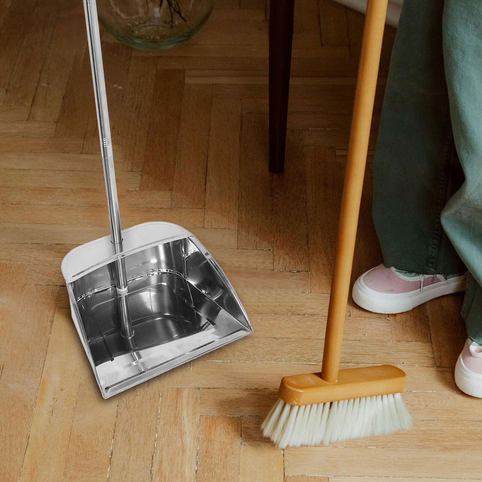 Alipis Recogedor de Basura de Acero Inoxidable sin Agacharse para Hogar | Color Plata, Ajuste al Suelo, Diseño de Limpieza Ahorro de Esfuerzo, Uso Doméstico