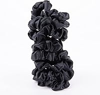 Vista 5 de Yaxa Basics Scrunchies de Satén Negros para el Cabello, Paquete de 8