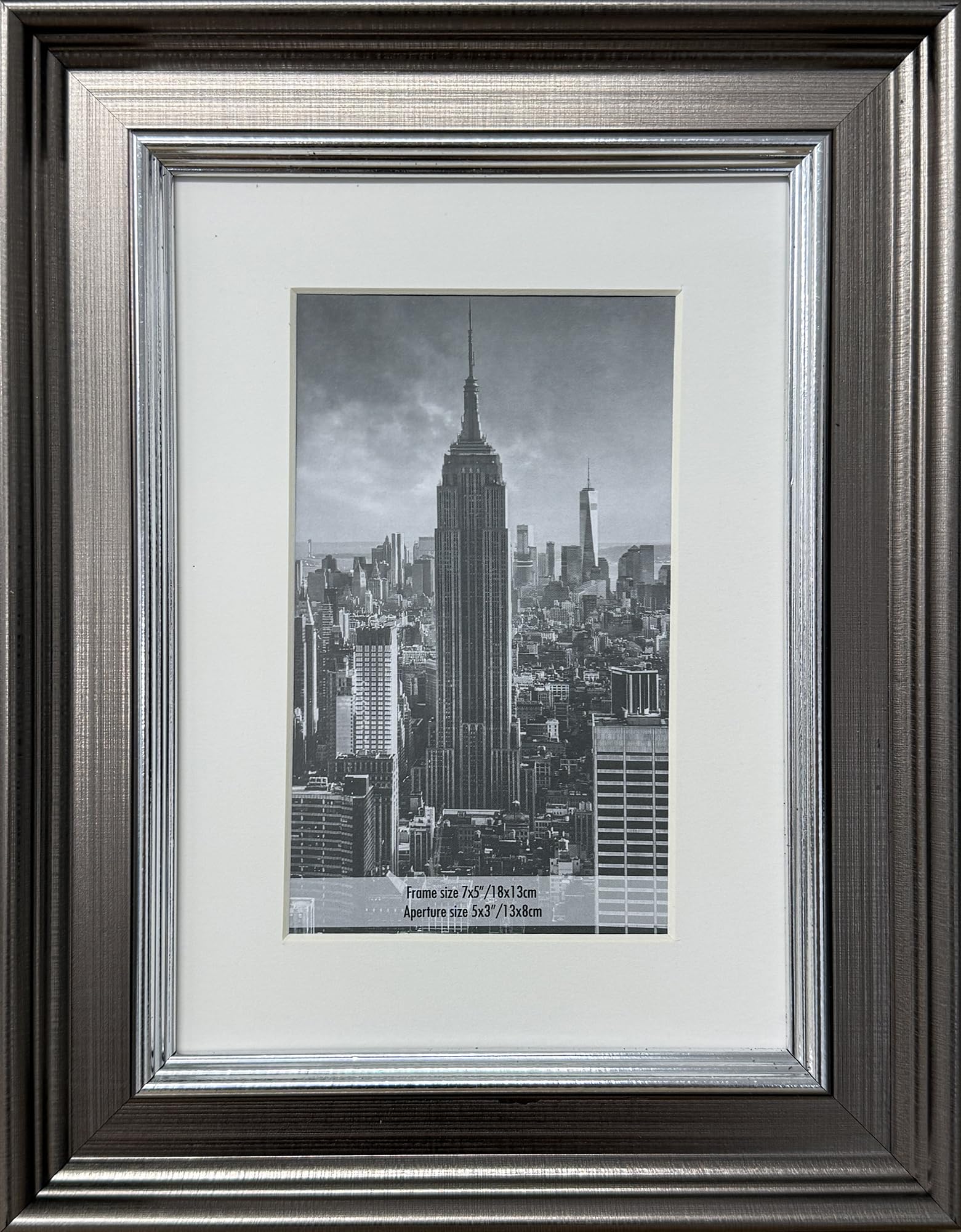 pf+a REAL GLASS Small 7x5 Silver Picture Frame - 7x5 For 5x3 inch Photo Frame With Mount Gunmetal