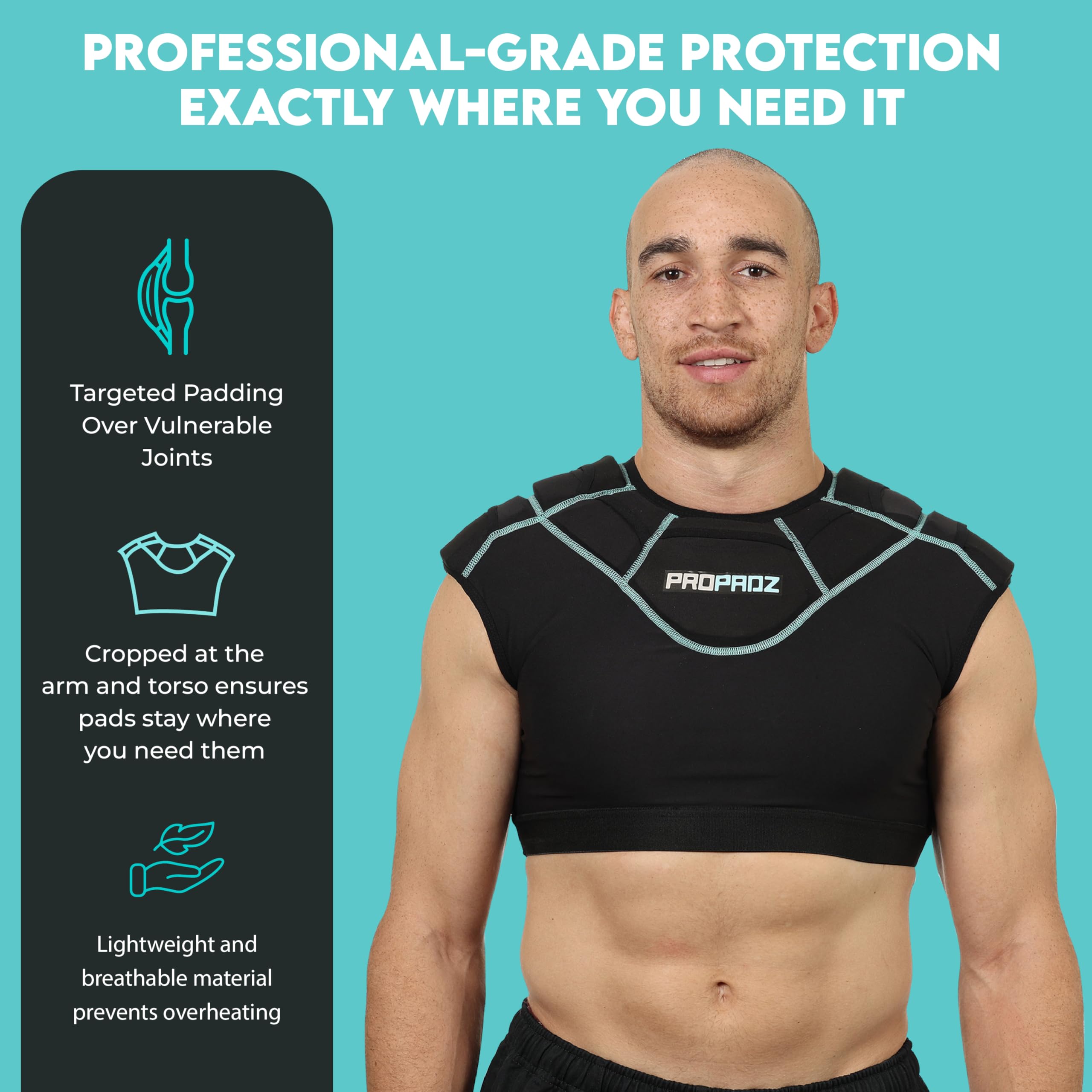 Épaulières de Rugby PROPADZ Junior – Gilet rembourré léger pour Une Protection personnalisée – Homologuées par World Rugby. Protection de Niveau Professionnel pour Les Joueurs de Tous Niveaux.
