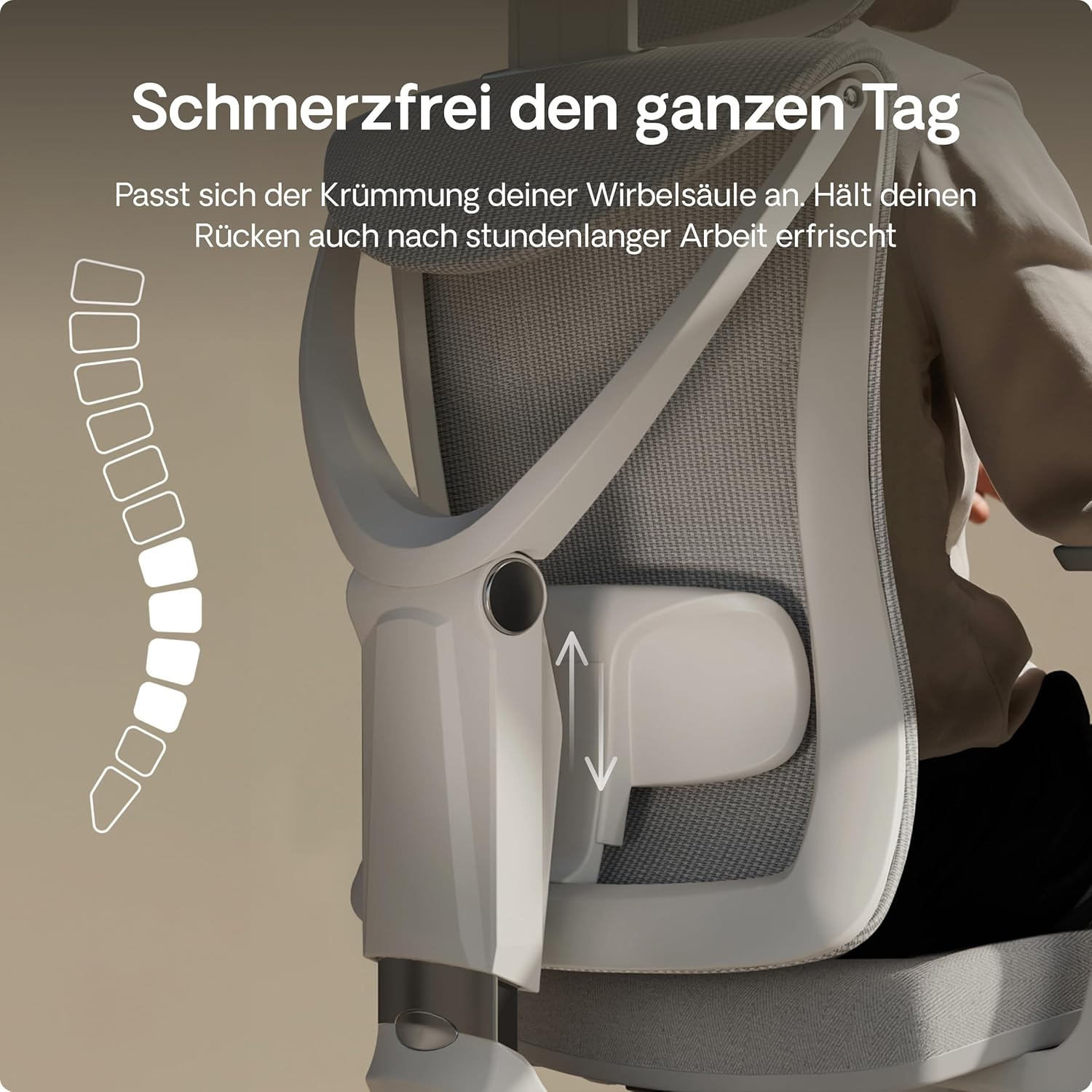 Close-up of the adjustable lumbar support on the Desktronic SitPro chair