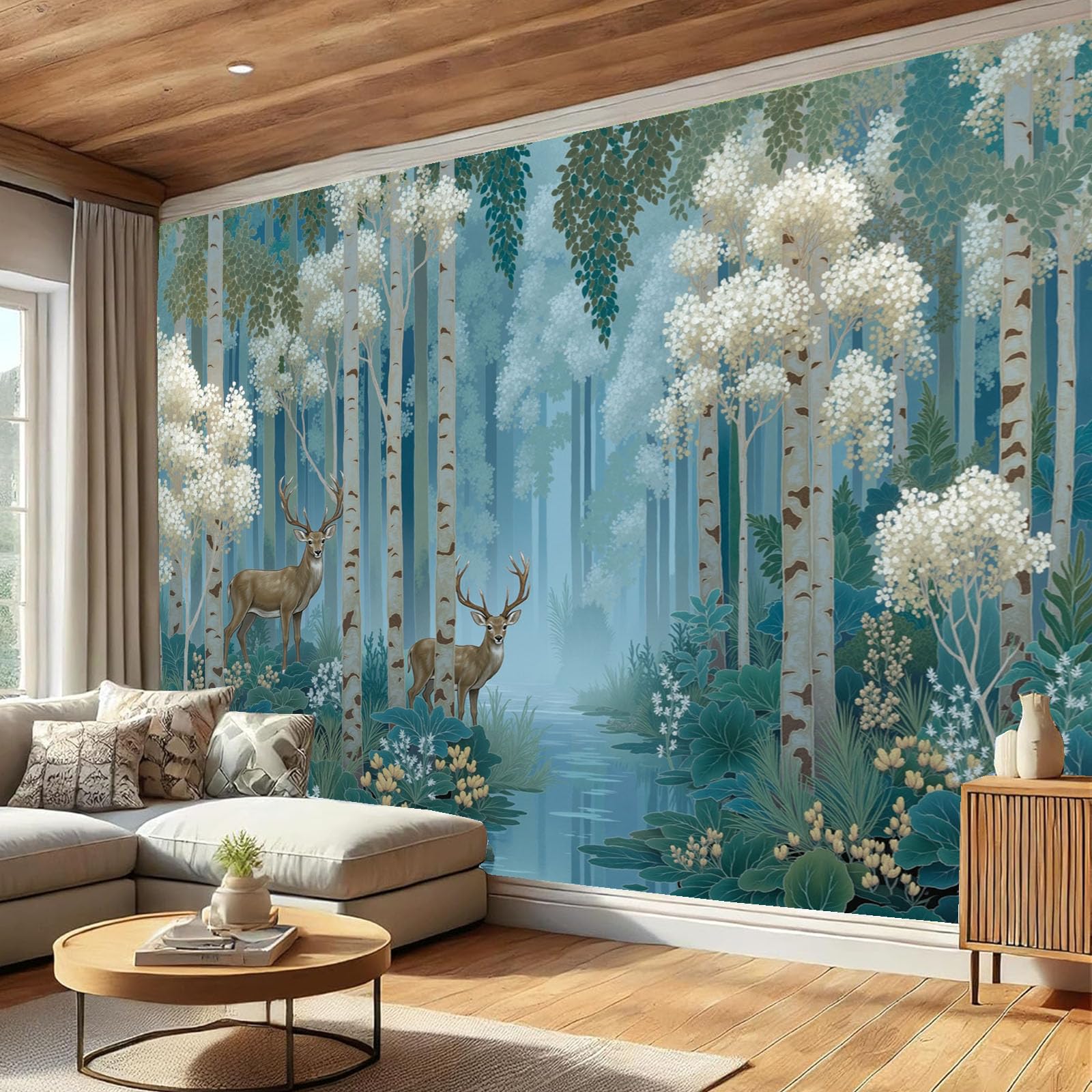 Papier peint panoramique 3D pour agrandir un salon ou une chambre