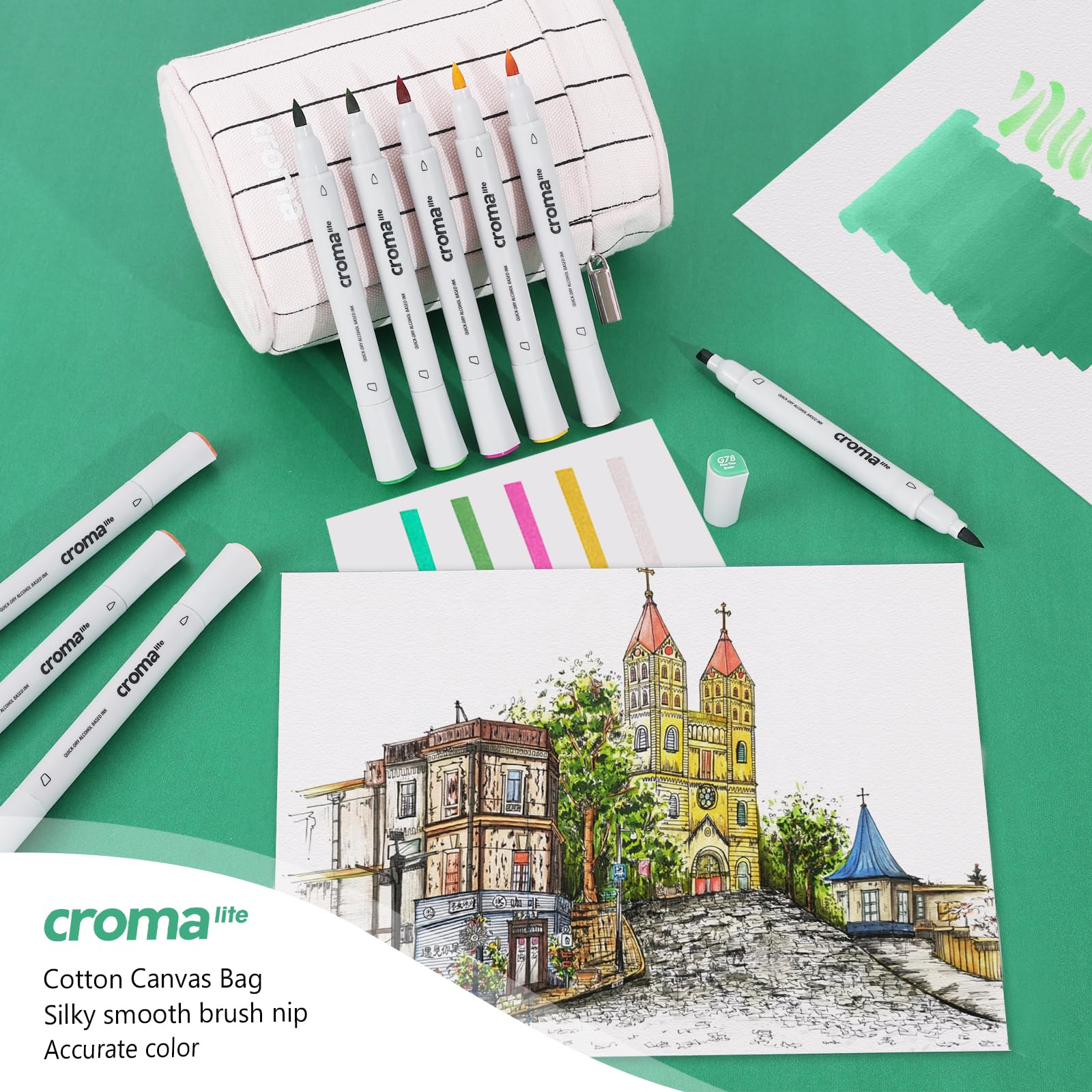 Amazon.co.jp: Croma アルコールマーカー - 72色ダブルチップアート