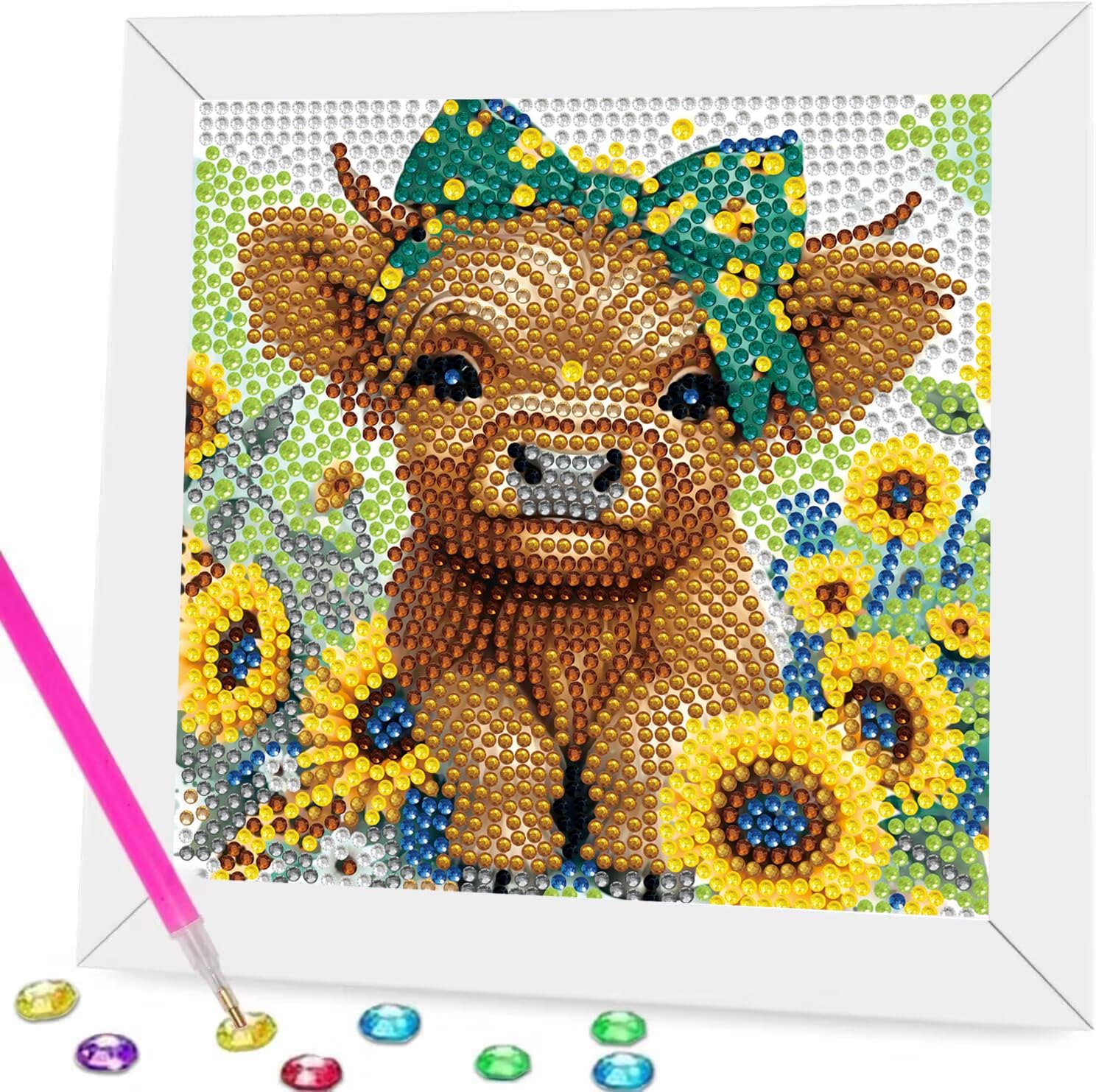 BYGFHLYW Cow Diamond Painting Kits for Kids with Frame, Animal Diamond Art for Kids Ages 8-12, Full Drill Cute Diamond Dot Large Gemstone Art Kits for Kids Beginners-image-47