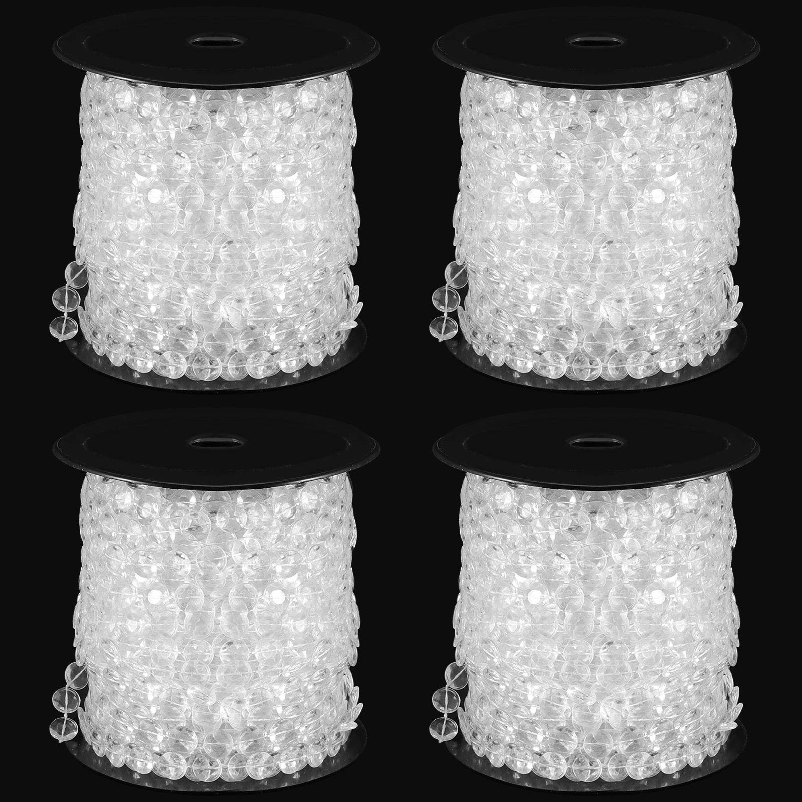 ZOENHOU 4 cuentas de cristal acrílico de 99 pies, cuentas de cristal transparente como cuentas de bricolaje guirnalda de diamantes envueltas por el rollo para cortina, boda, fiesta de cumpleaños