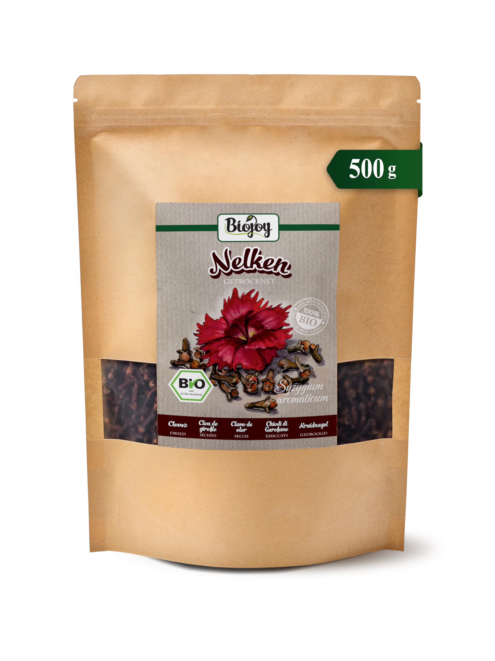 Biojoy BIO-Nelken ganz (500 g), getrocknet Gewürznelken, ohne Zusätze (Syzygium aromaticum)