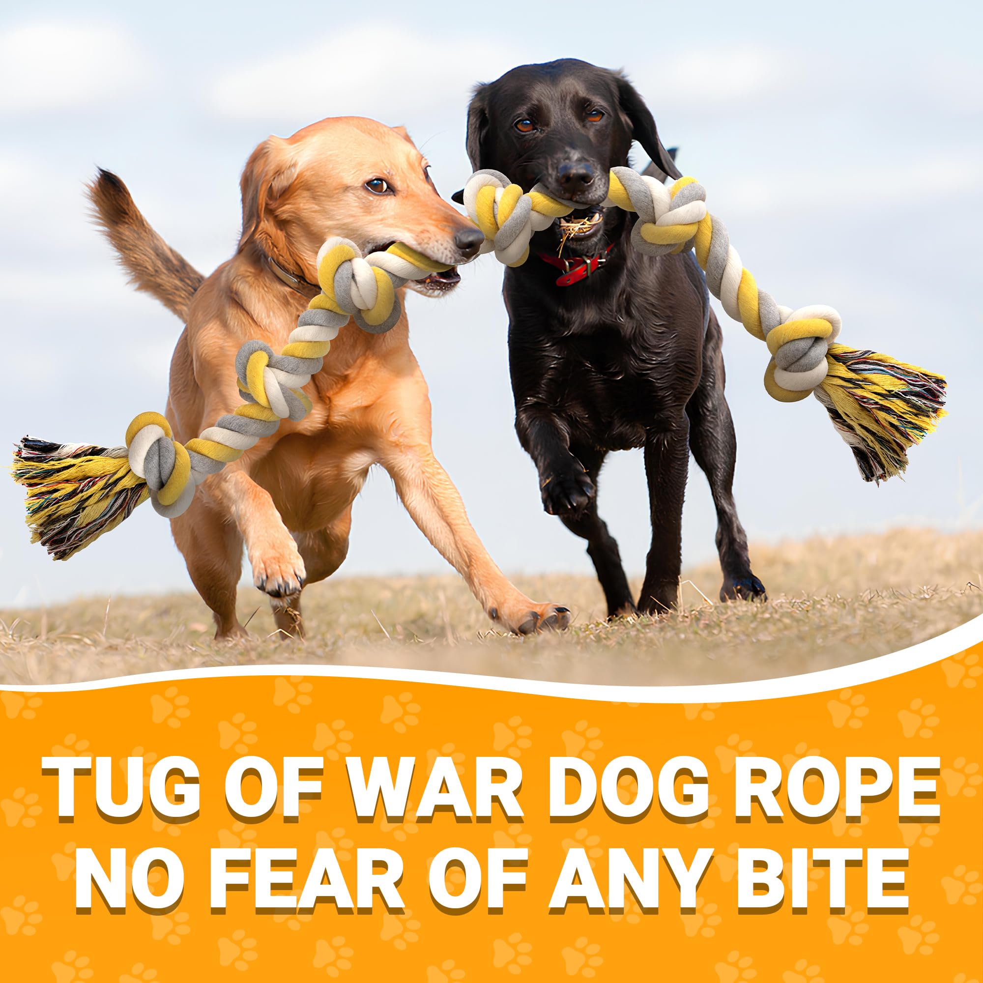 Norvy XXL 6-Nodi Corda per Giochi per Cani Ideale per Grande e Aggressivi Cani 100cm Pesante Resistente Corda Giocattolo Molto Resistente per Cani Giocattolo da Tug per Cuccioli in Cotone