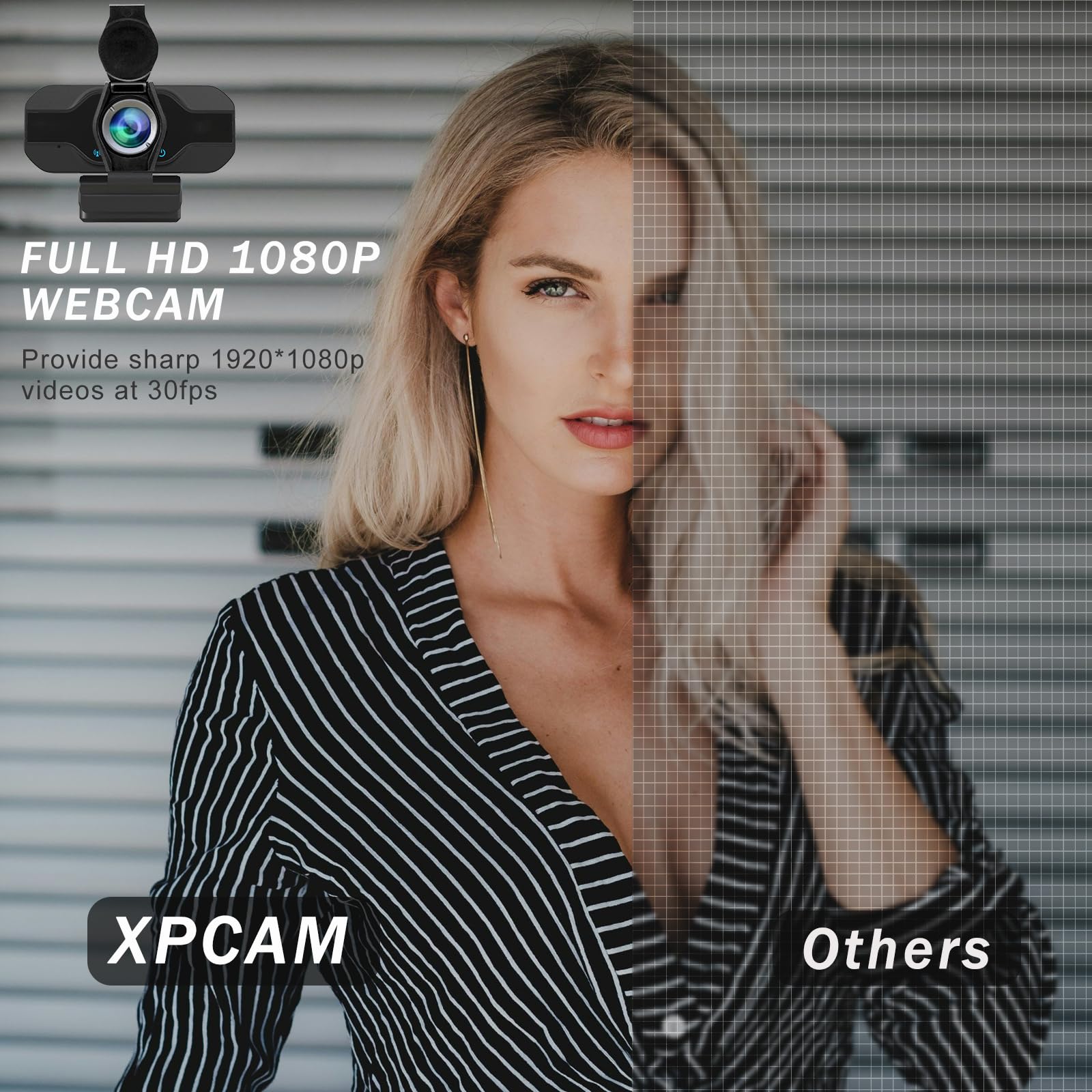 Cámara web para PC 1080p, cámara web de PC con micrófono y visión amplia, corrección automática de luz, cámara web de computadora para escritorio, cámara web USB C Plug & Play para laptop, PC