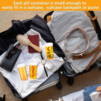 Dimeho Plastic Empty Pill Bottles, 13 Drams Small Medication Vials with Easy Open Caps Clear Medicines Containers Travel Pill Vial Pill Cases Dispenser Organizers (9 Pcs, Orange)