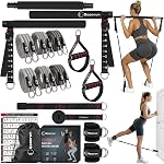 Goocrun Kit de barre de Pilates Portable avec bandes de résistance pour les hommes et les femmes - Gymnase à domicile, trousse d'entraînement pour tonifier le corps – avec affiche de fitness et vidéo