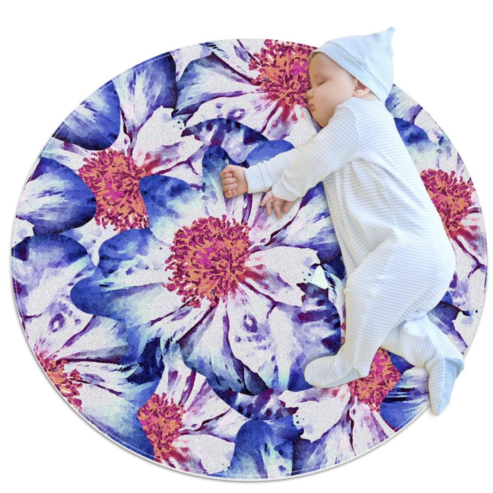 Tapis de salle de bain rond aquarelle pour une chambre cocooning