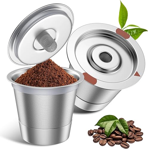 Miniatura 15 de Noalto Tazas K reutilizables y cápsulas de café, tazas K universales de acero inoxidable para cafeteras Keurig 2.0 y 1.0 (paquete de 2)